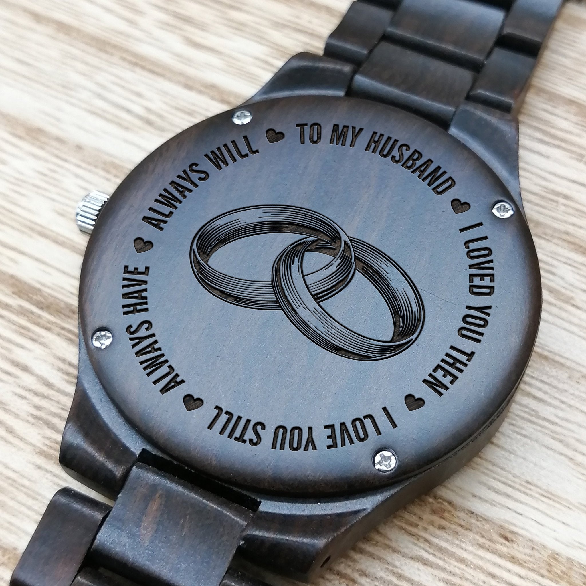 HUSBAND ENGRAVED WOODEN WATCH-A Loves Gift