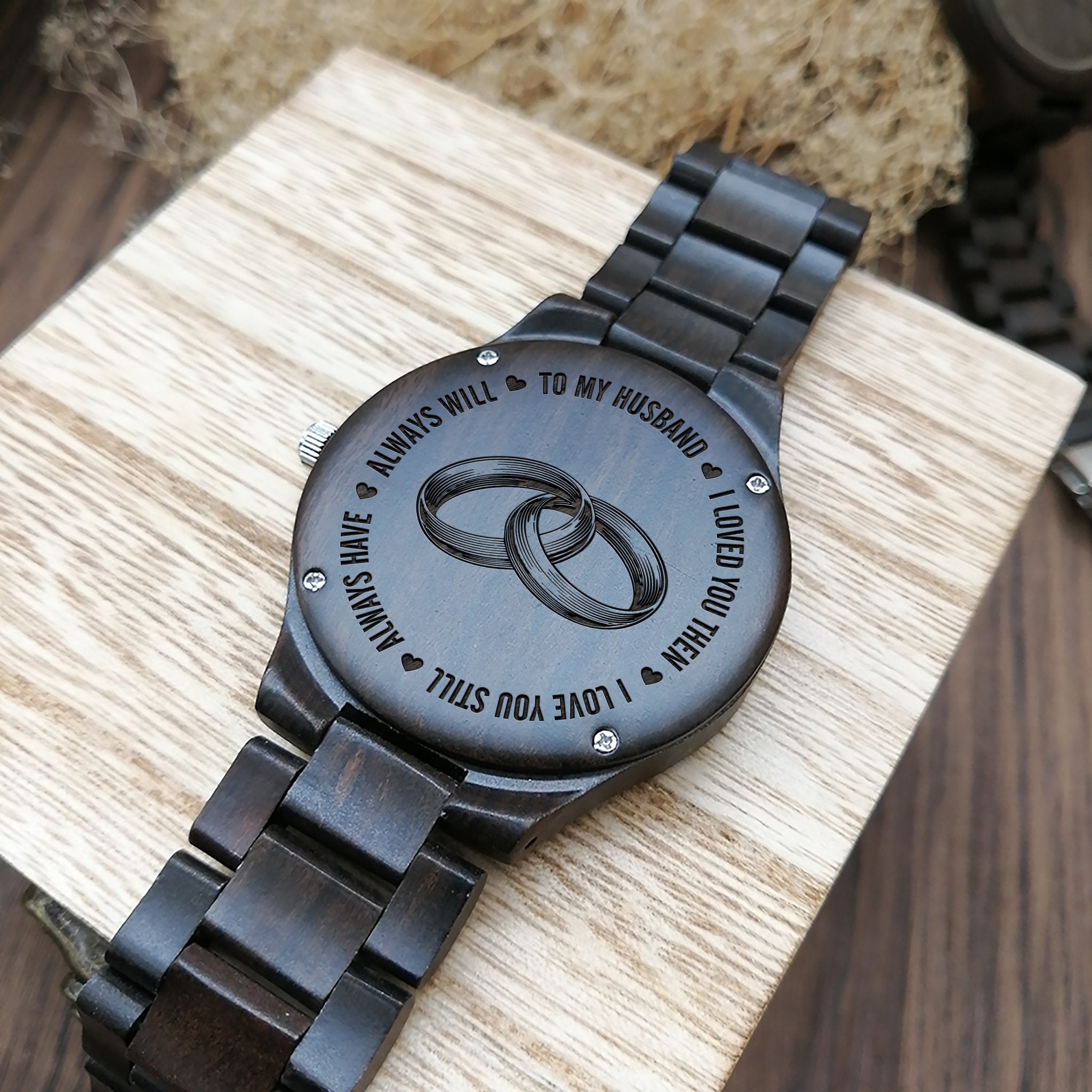HUSBAND ENGRAVED WOODEN WATCH-A Loves Gift