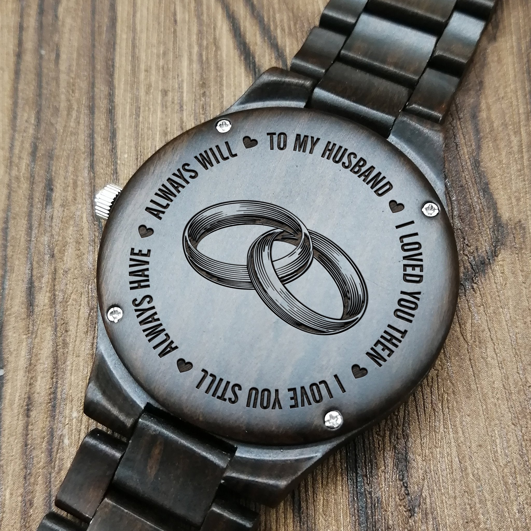 HUSBAND ENGRAVED WOODEN WATCH-A Loves Gift