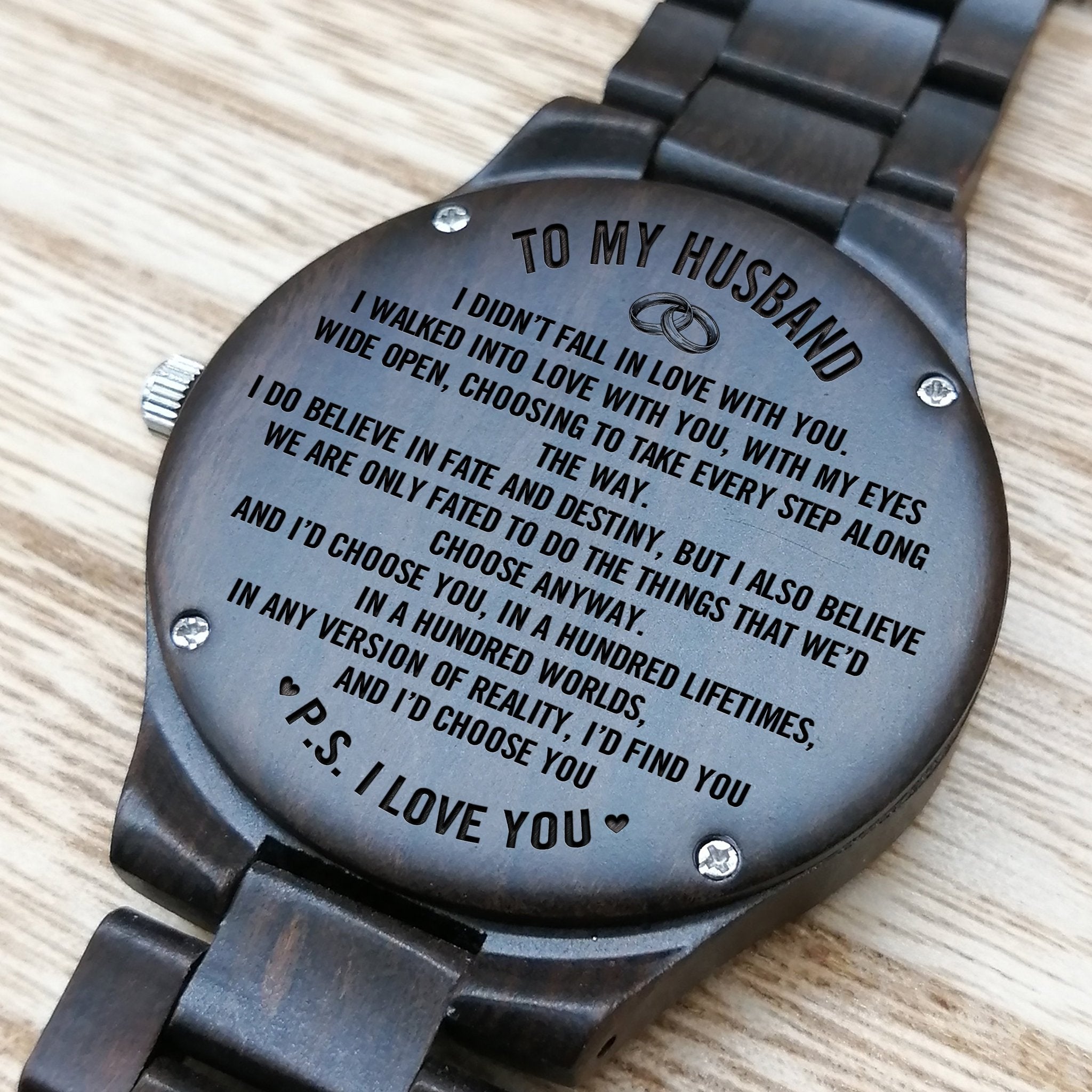 HUSBAND ENGRAVED WOODEN WATCH-A Loves Gift