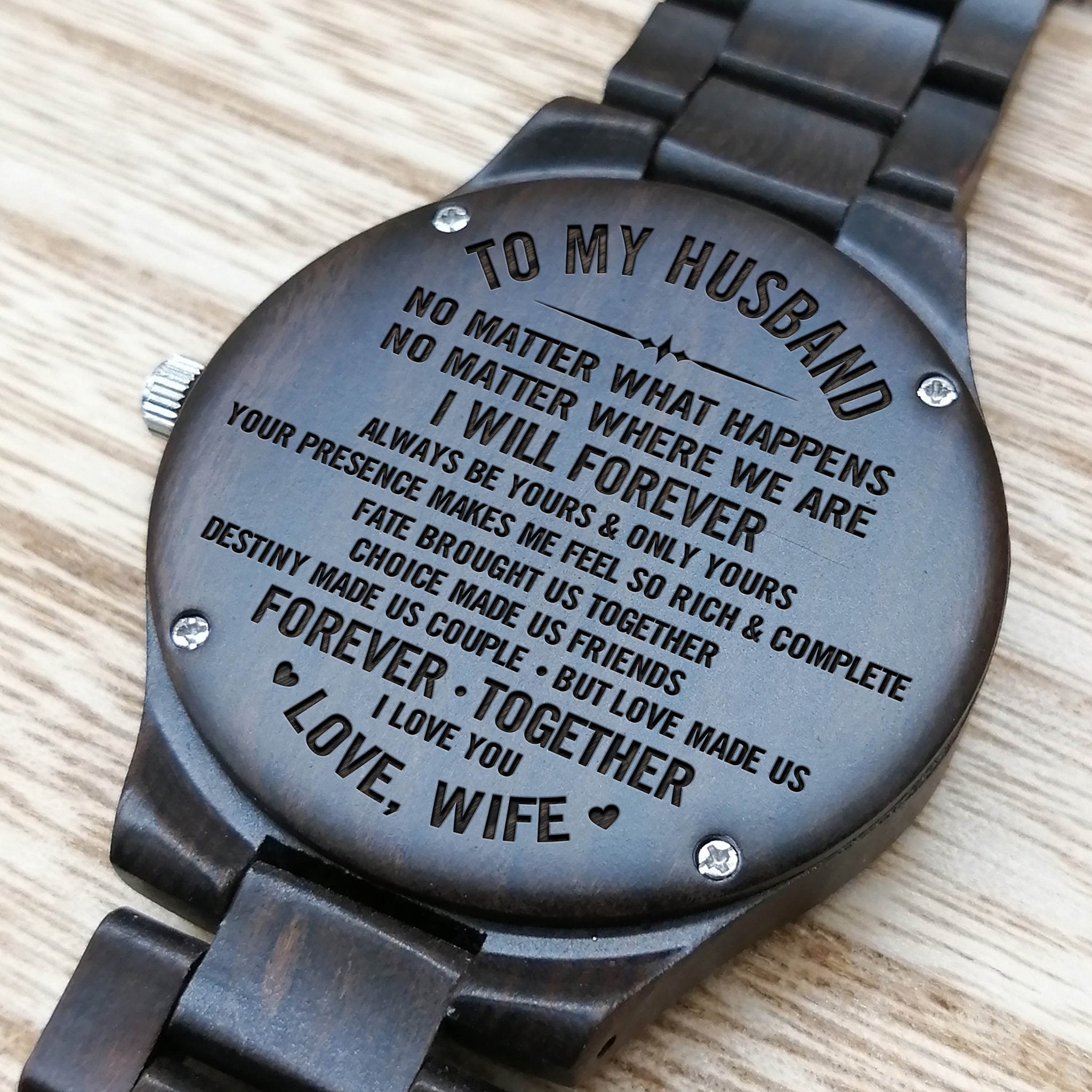 HUSBAND ENGRAVED WOODEN WATCH-A Loves Gift