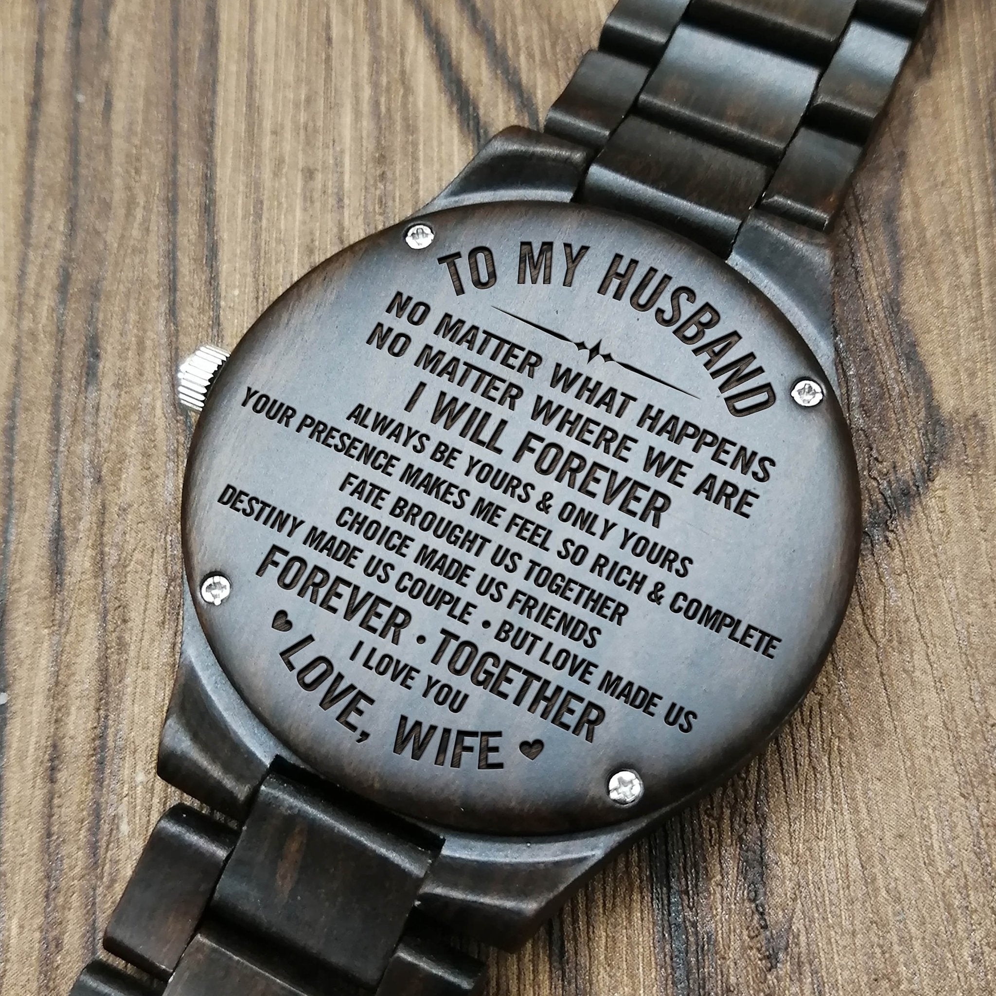 HUSBAND ENGRAVED WOODEN WATCH-A Loves Gift