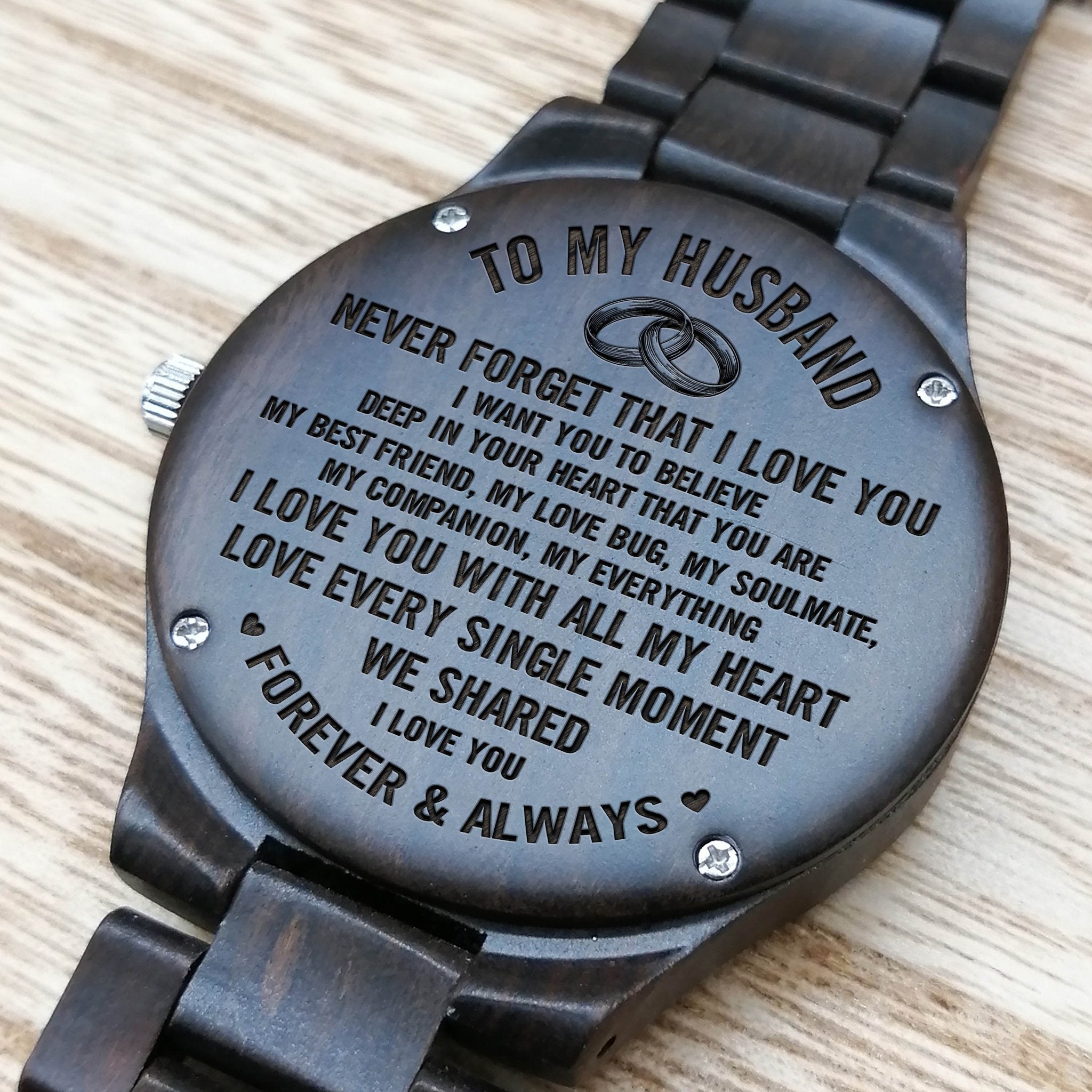 HUSBAND ENGRAVED WOODEN WATCH-A Loves Gift