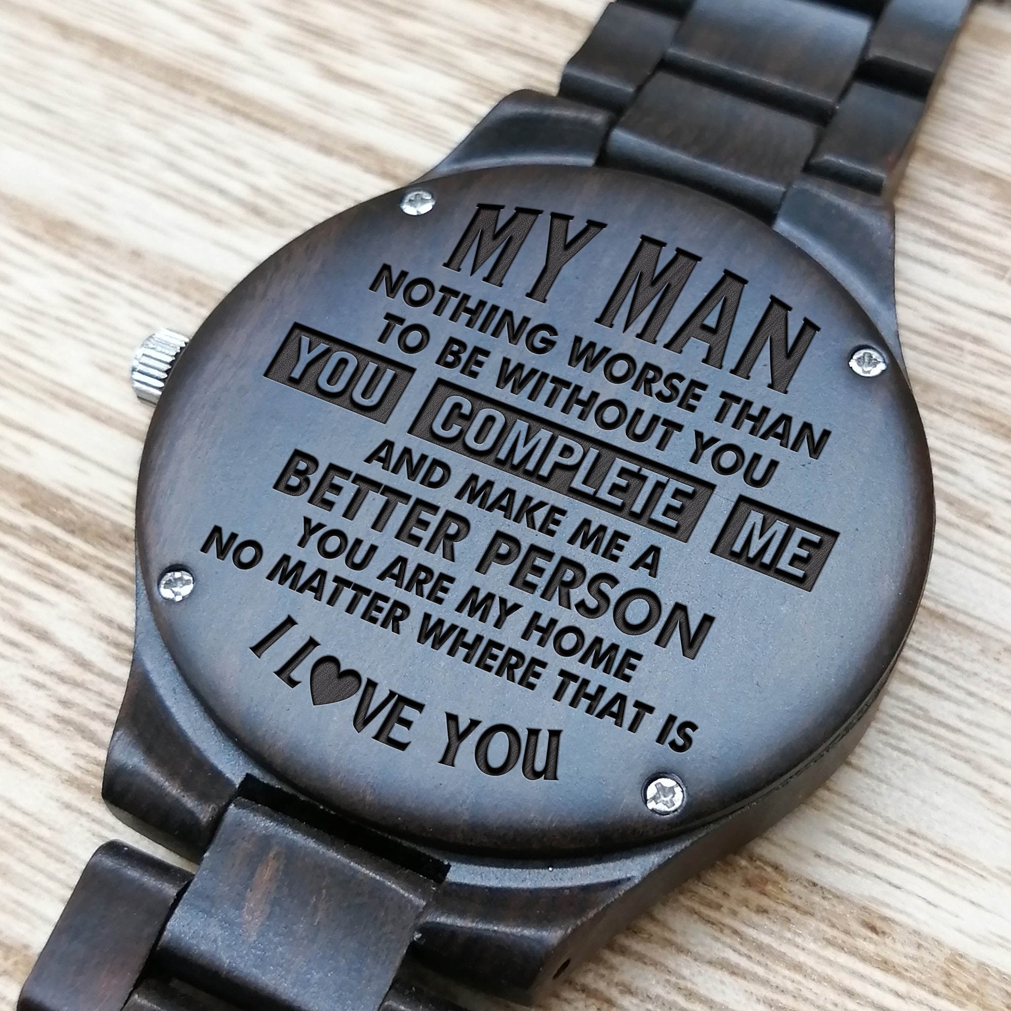 HUSBAND ENGRAVED WOODEN WATCH-A Loves Gift