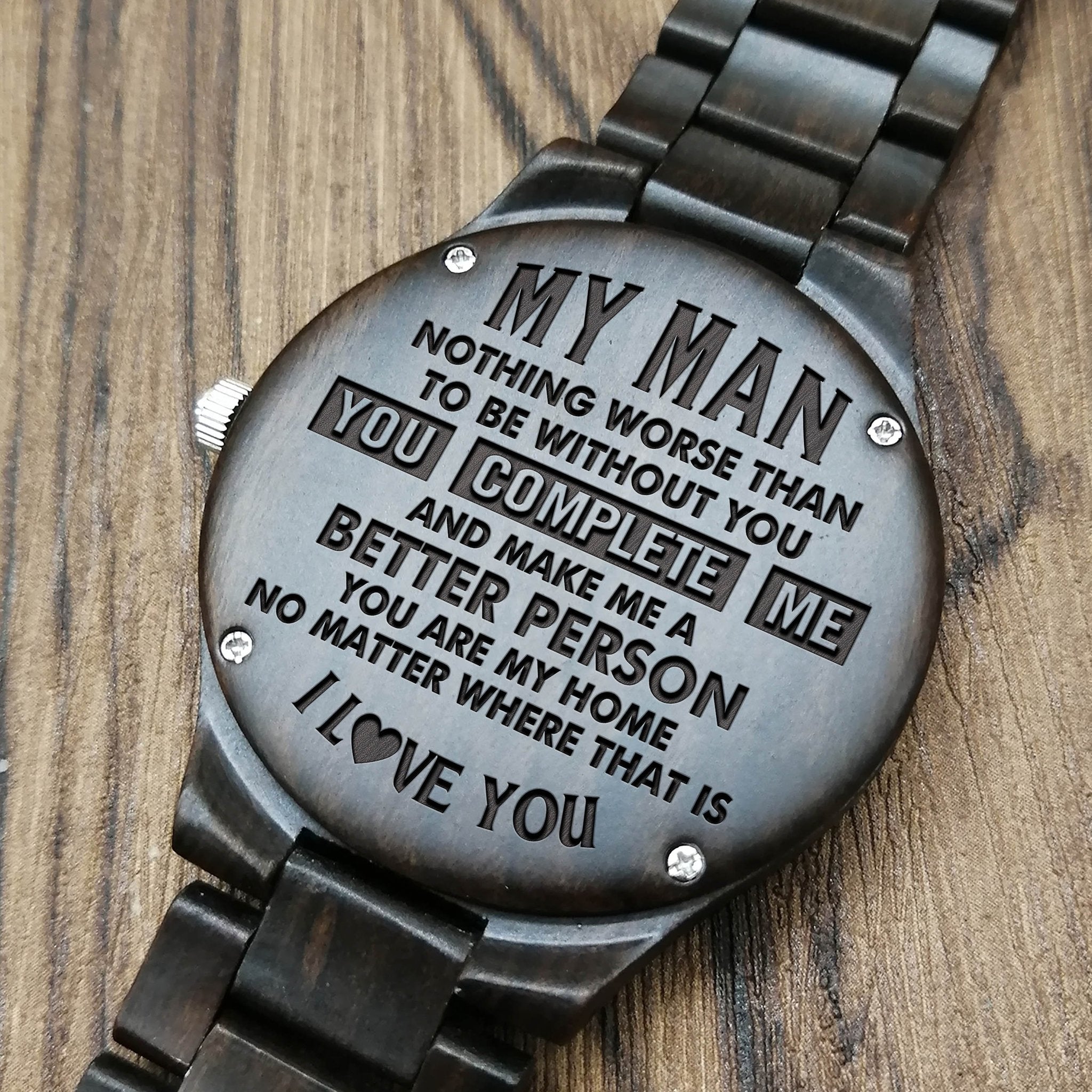 HUSBAND ENGRAVED WOODEN WATCH-A Loves Gift