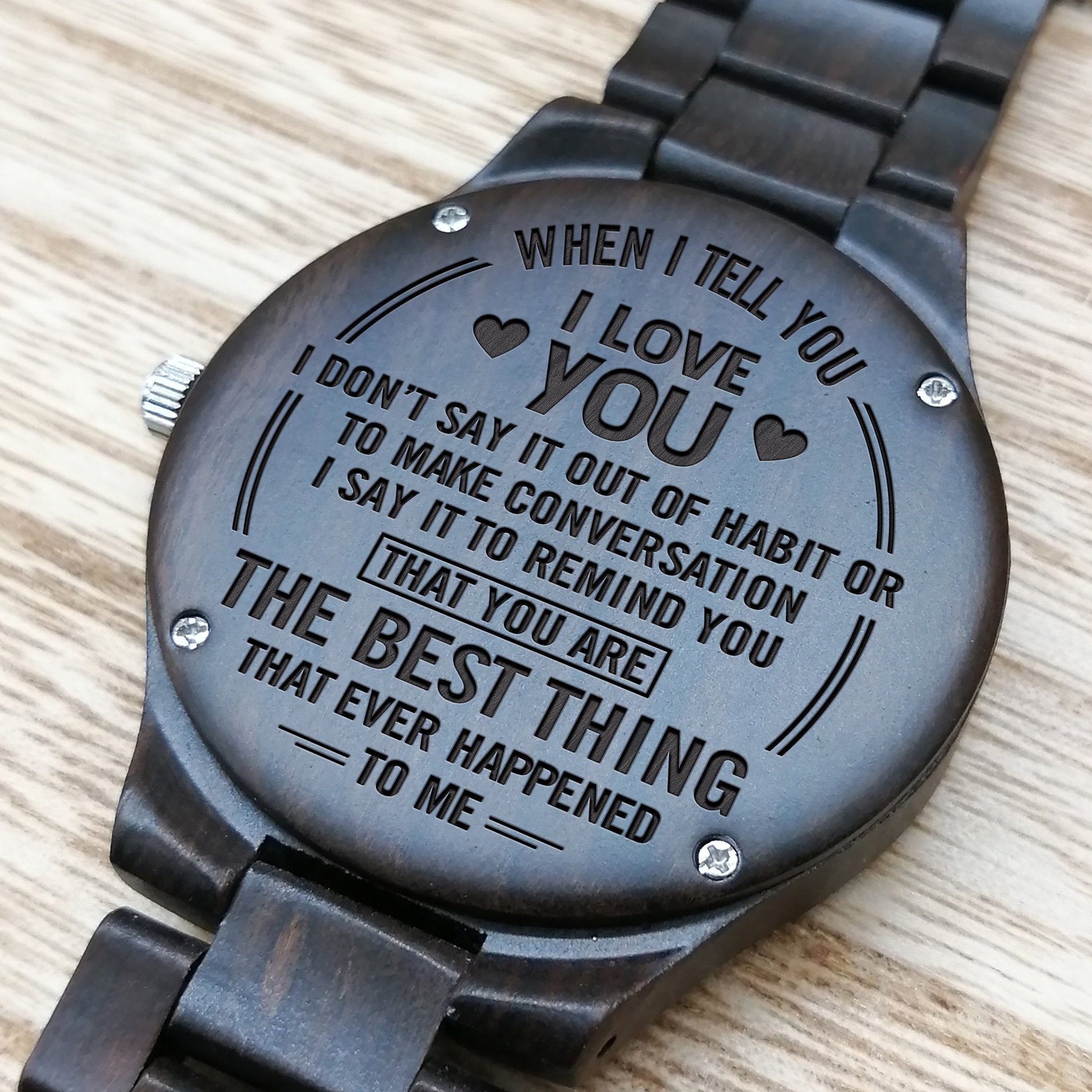 ENGRAVED WOODEN WATCH FOR HUSBAND-A Loves Gift
