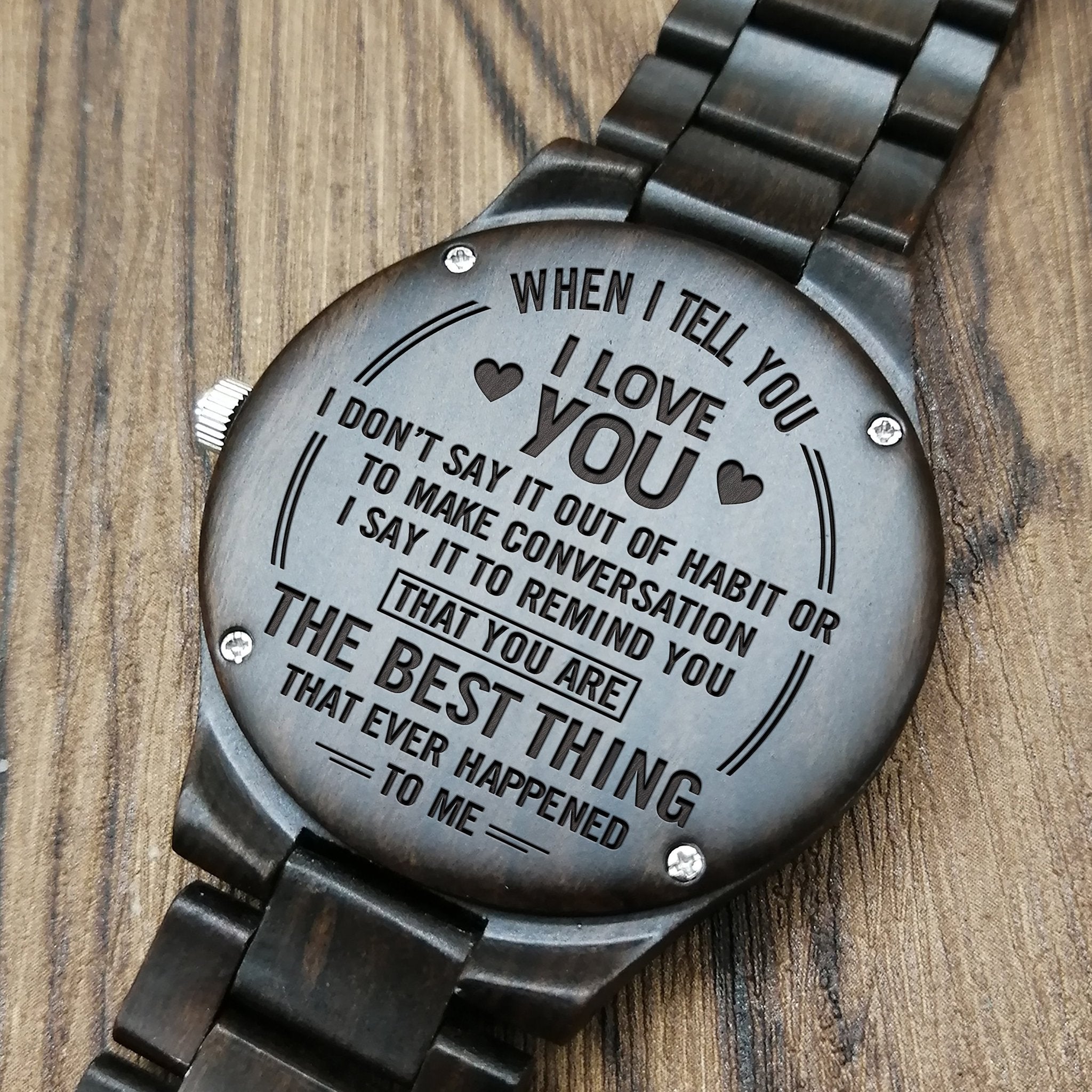 ENGRAVED WOODEN WATCH FOR HUSBAND-A Loves Gift