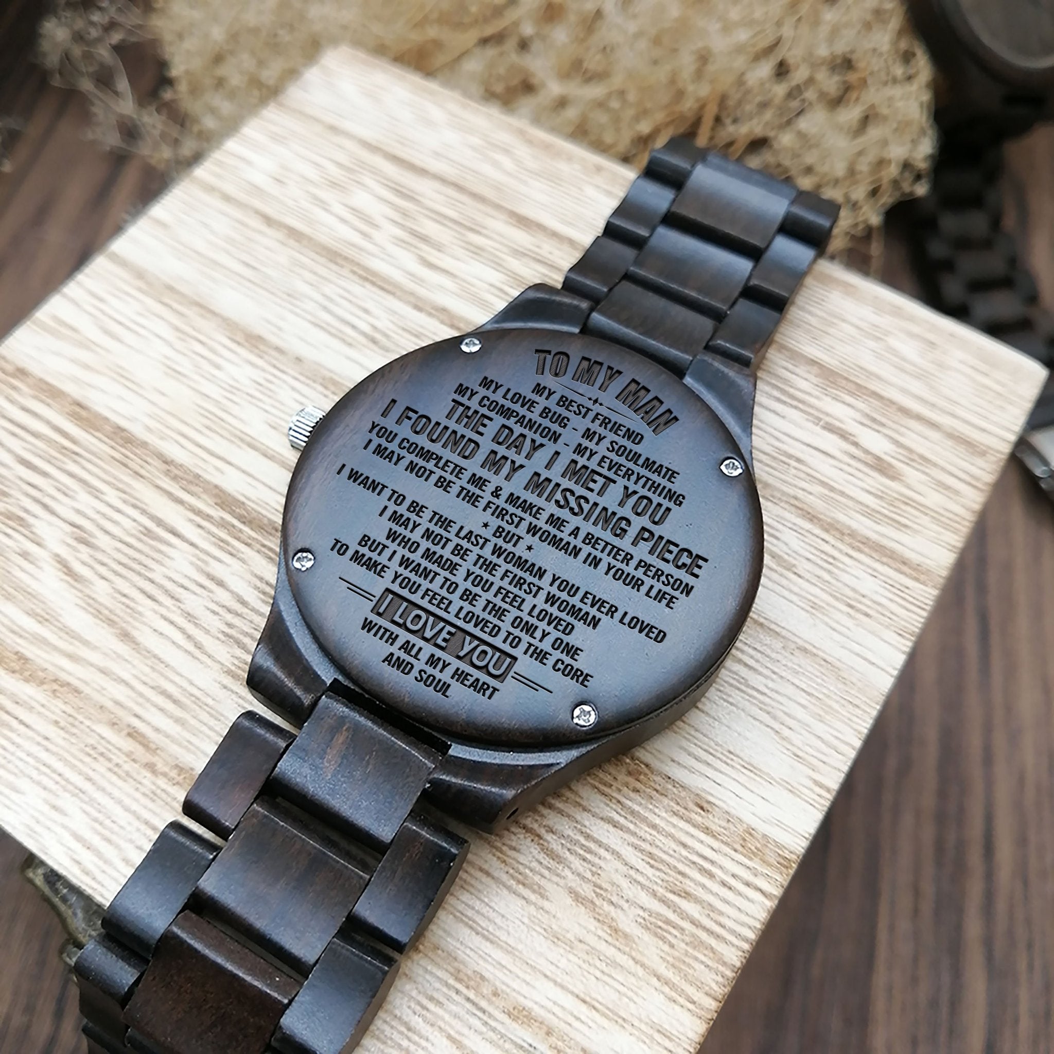 ENGRAVED FULL WOODEN WATCH TO MAN - GREAT GIFTS FOR YOUR MAN-A Loves Gift