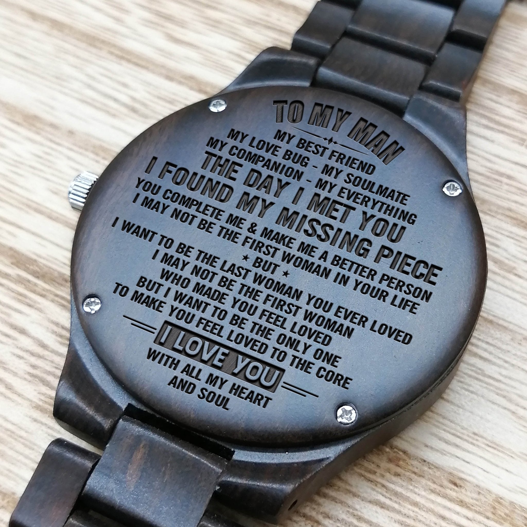 ENGRAVED FULL WOODEN WATCH TO MAN - GREAT GIFTS FOR YOUR MAN-A Loves Gift