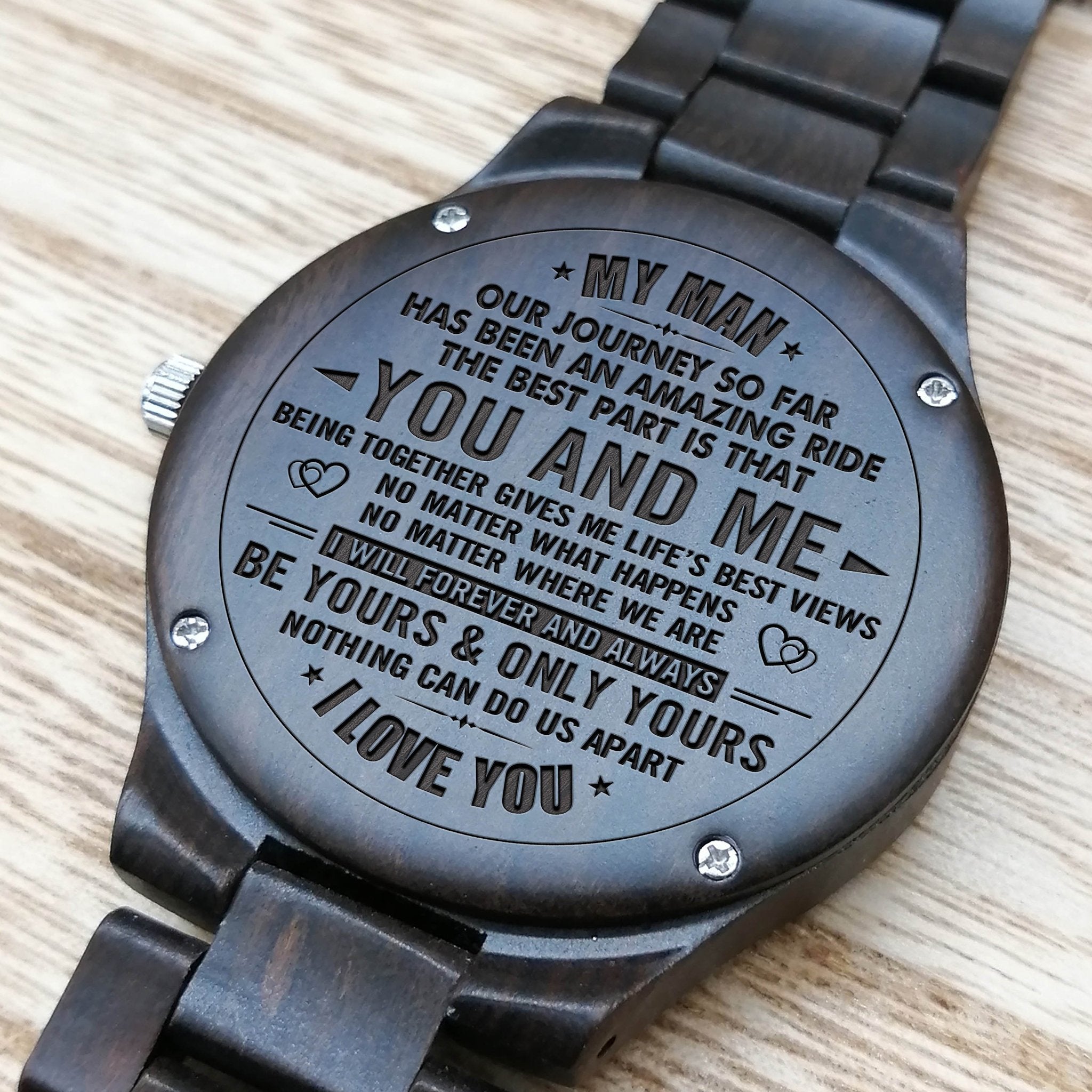 ENGRAVED WOODEN WATCH FOR MAN-A Loves Gift