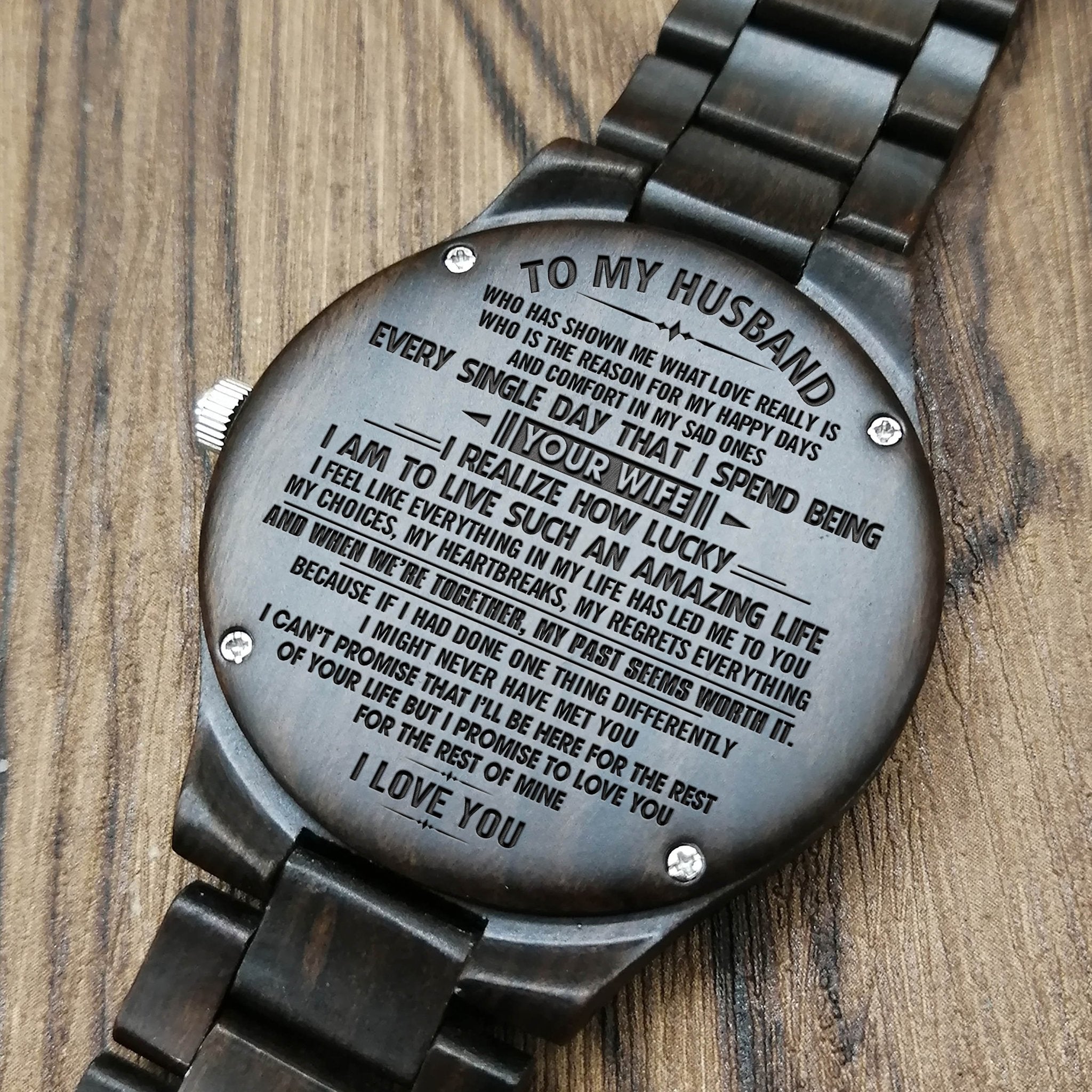HUSBAND ENGRAVED WOODEN WATCH-A Loves Gift