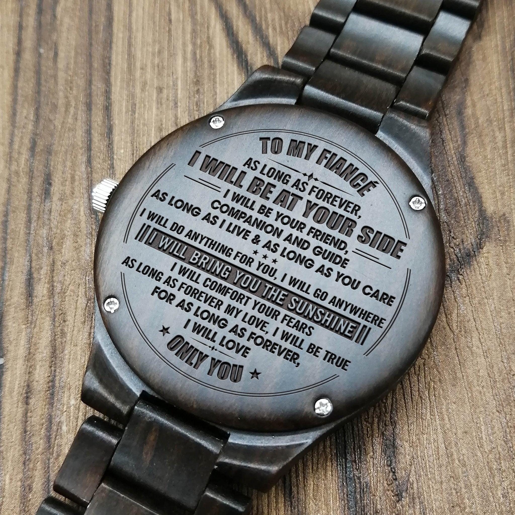 ENGRAVED WOODEN WATCH FOR FIANCÉ-A Loves Gift