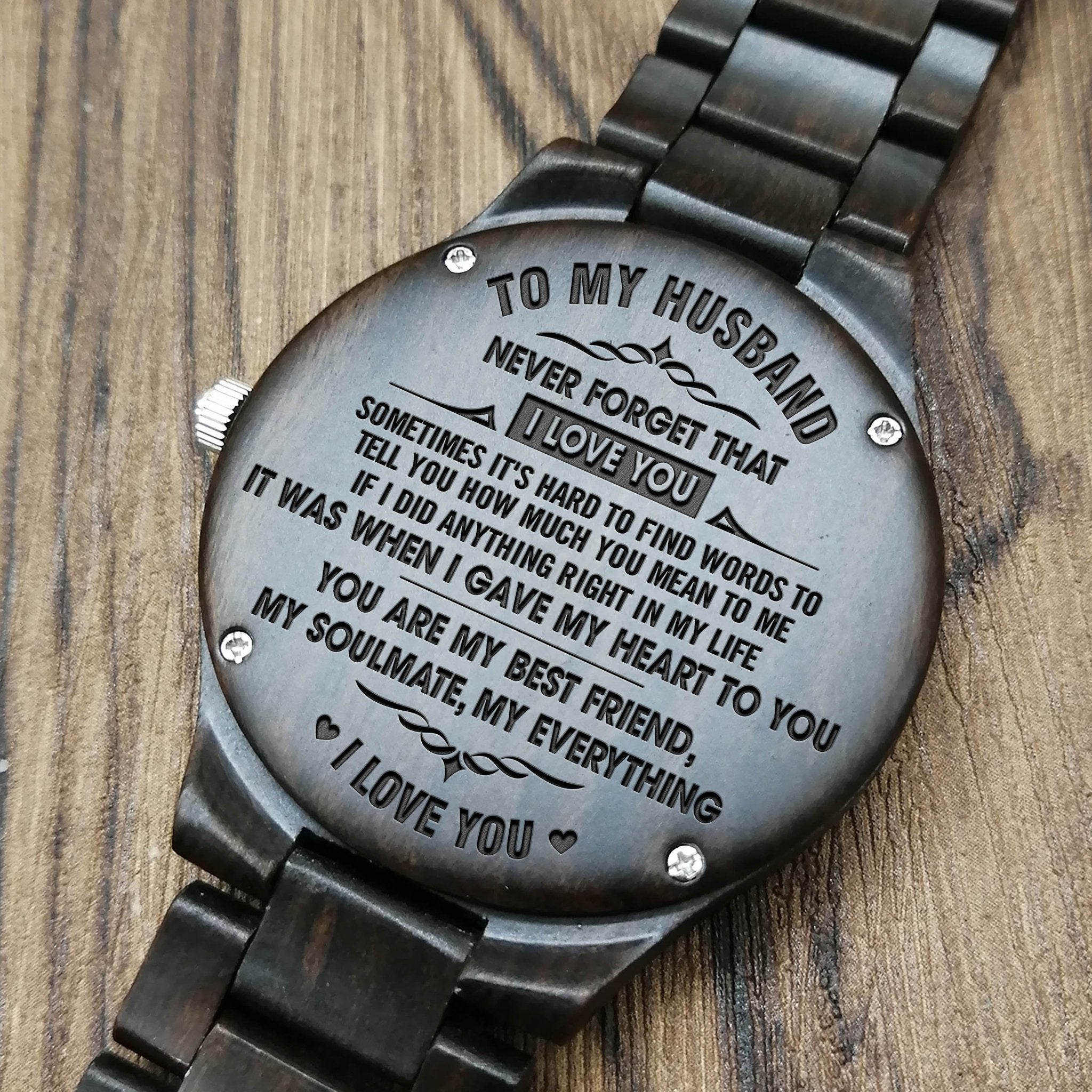 ENGRAVED WOODEN WATCH - GREAT GIFT FOR YOUR HUSBAND!-A Loves Gift
