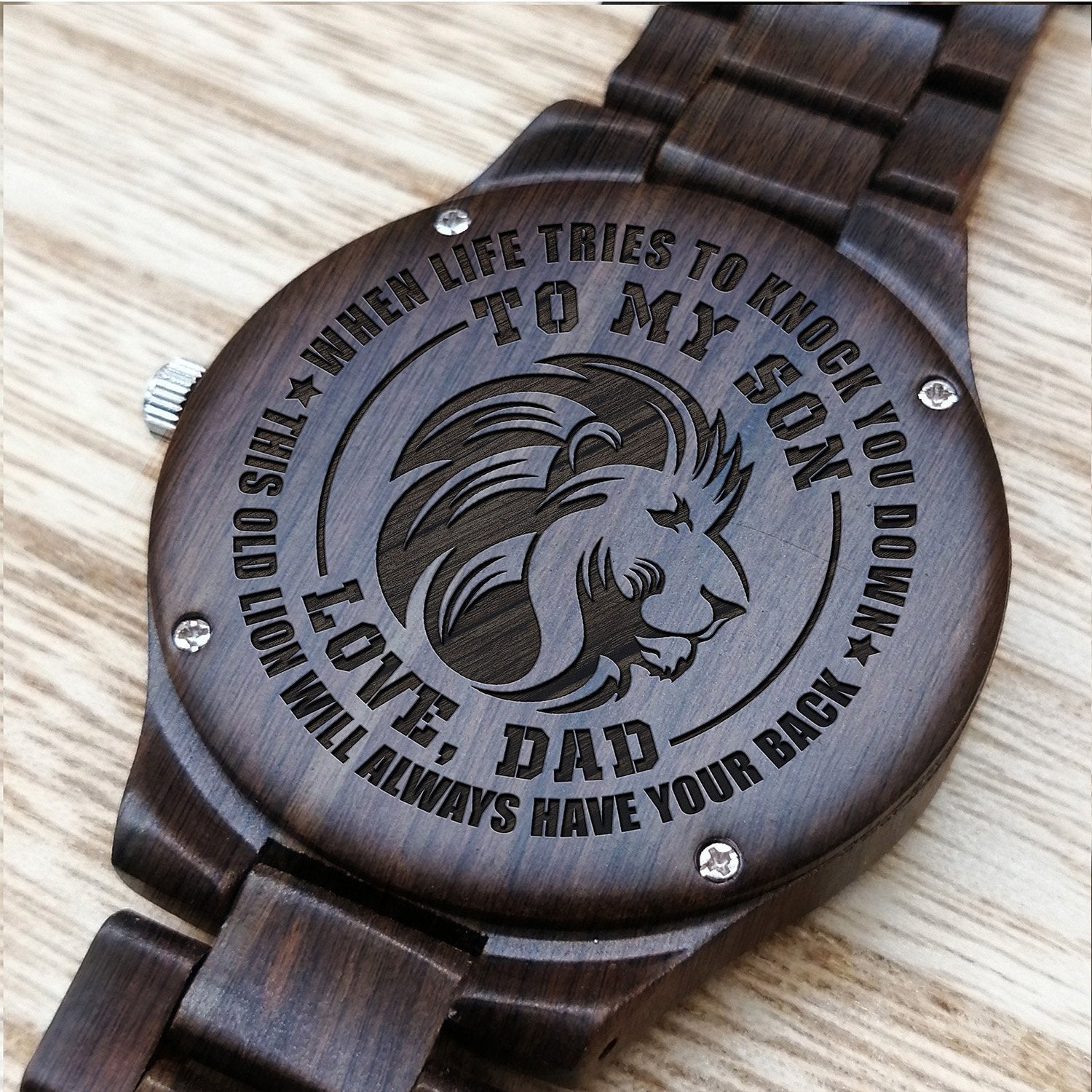 ENGRAVED WOODEN WATCH FOR SON-A Loves Gift