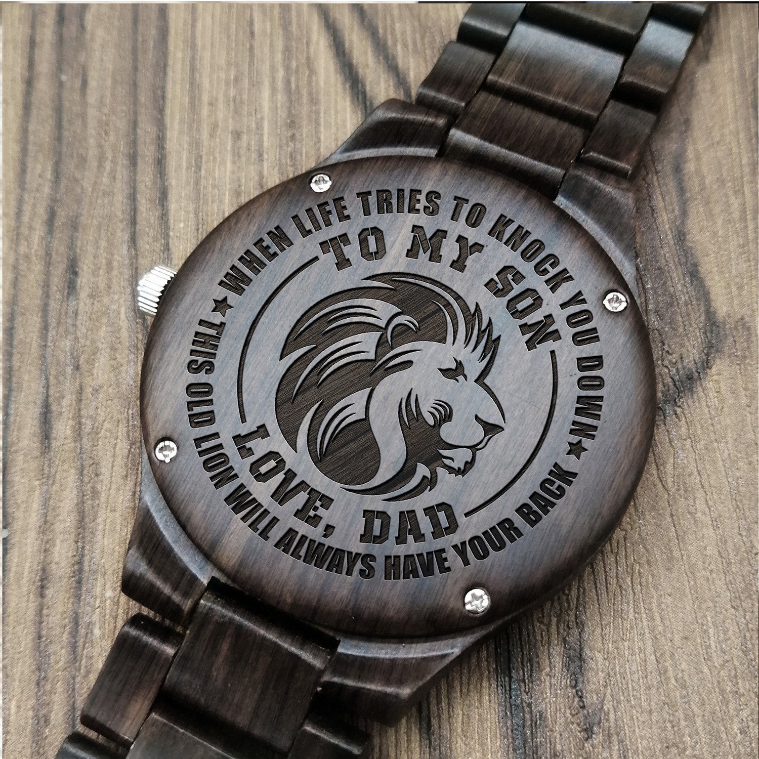 ENGRAVED WOODEN WATCH FOR SON-A Loves Gift