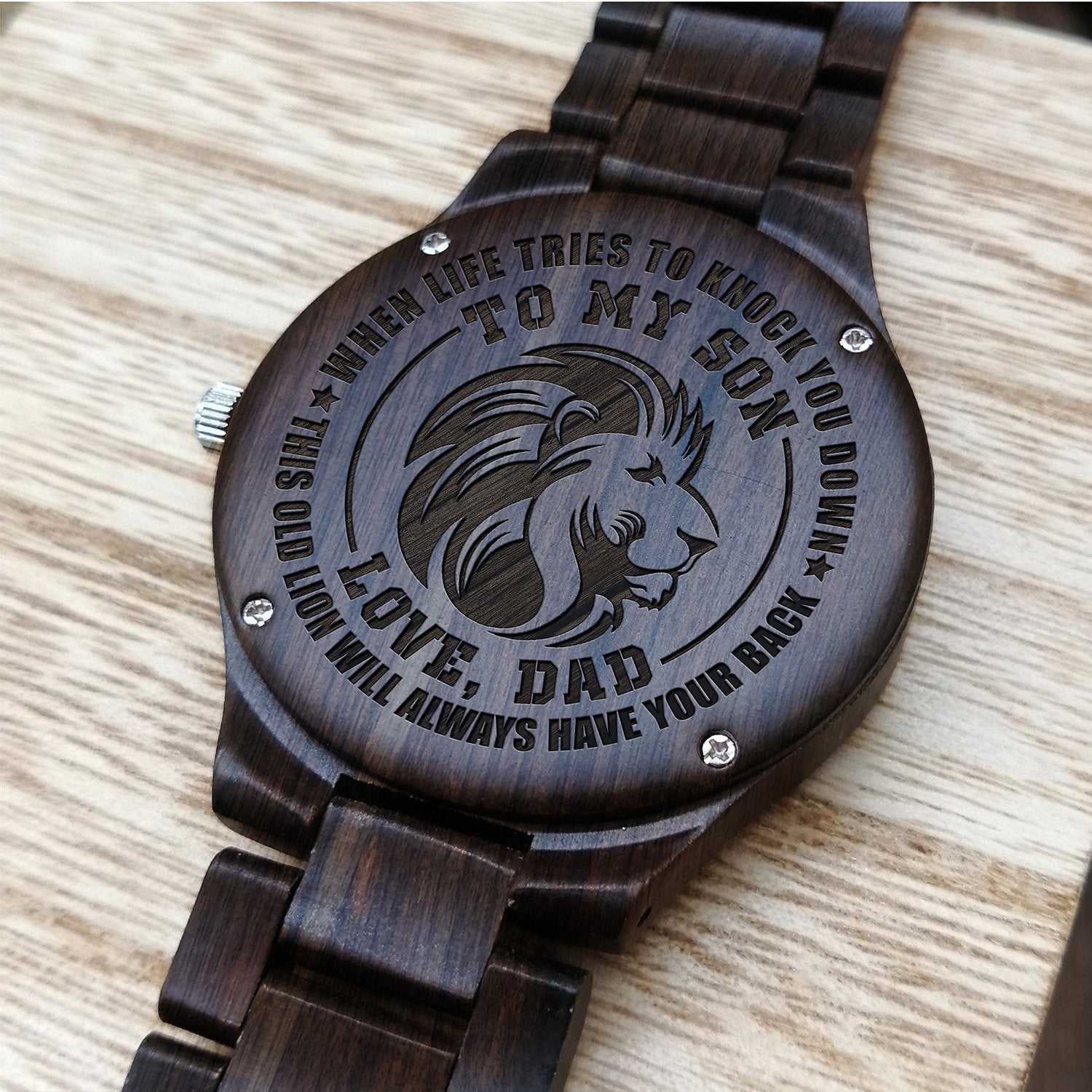 ENGRAVED WOODEN WATCH FOR SON-A Loves Gift