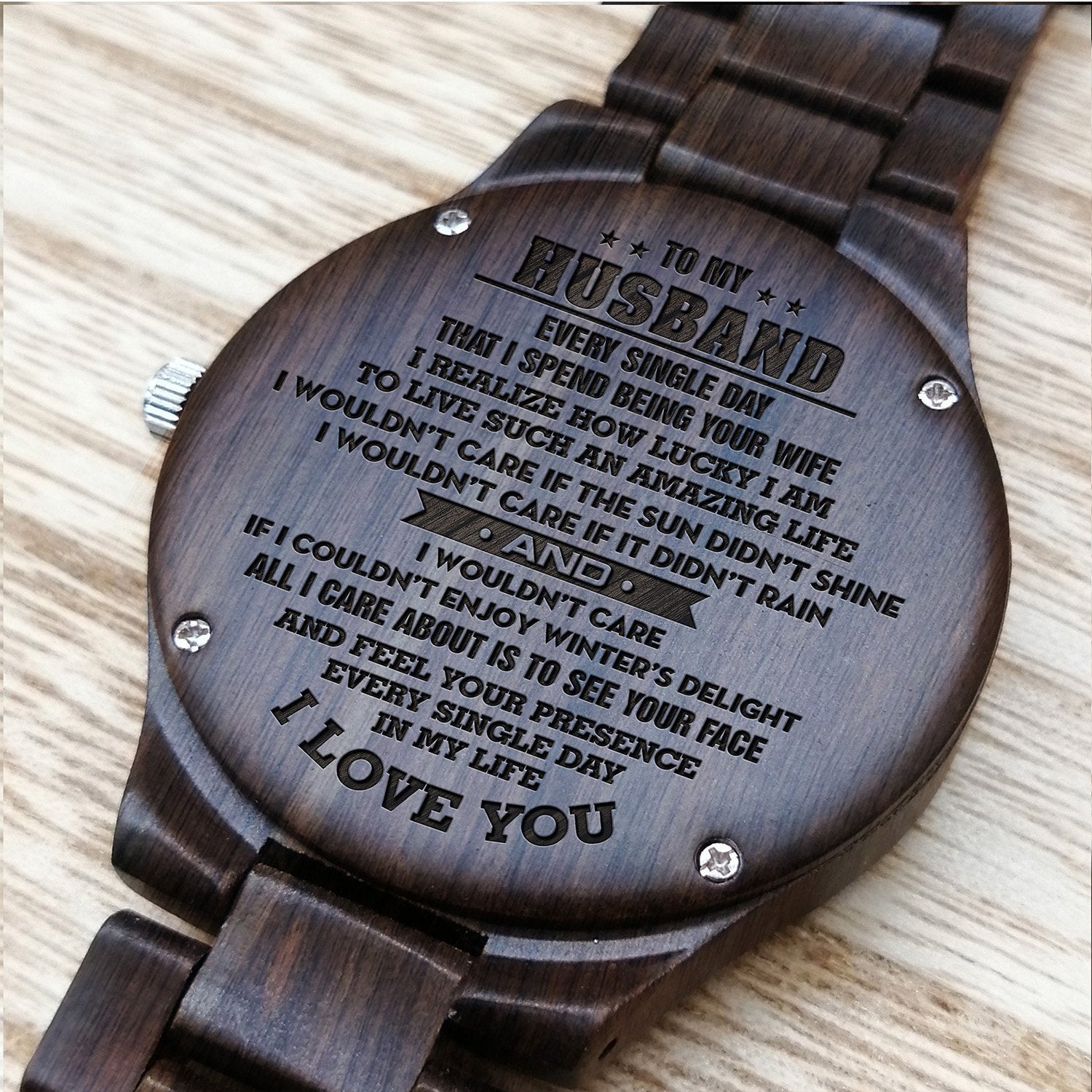 HUSBAND ENGRAVED WOODEN WATCH-A Loves Gift