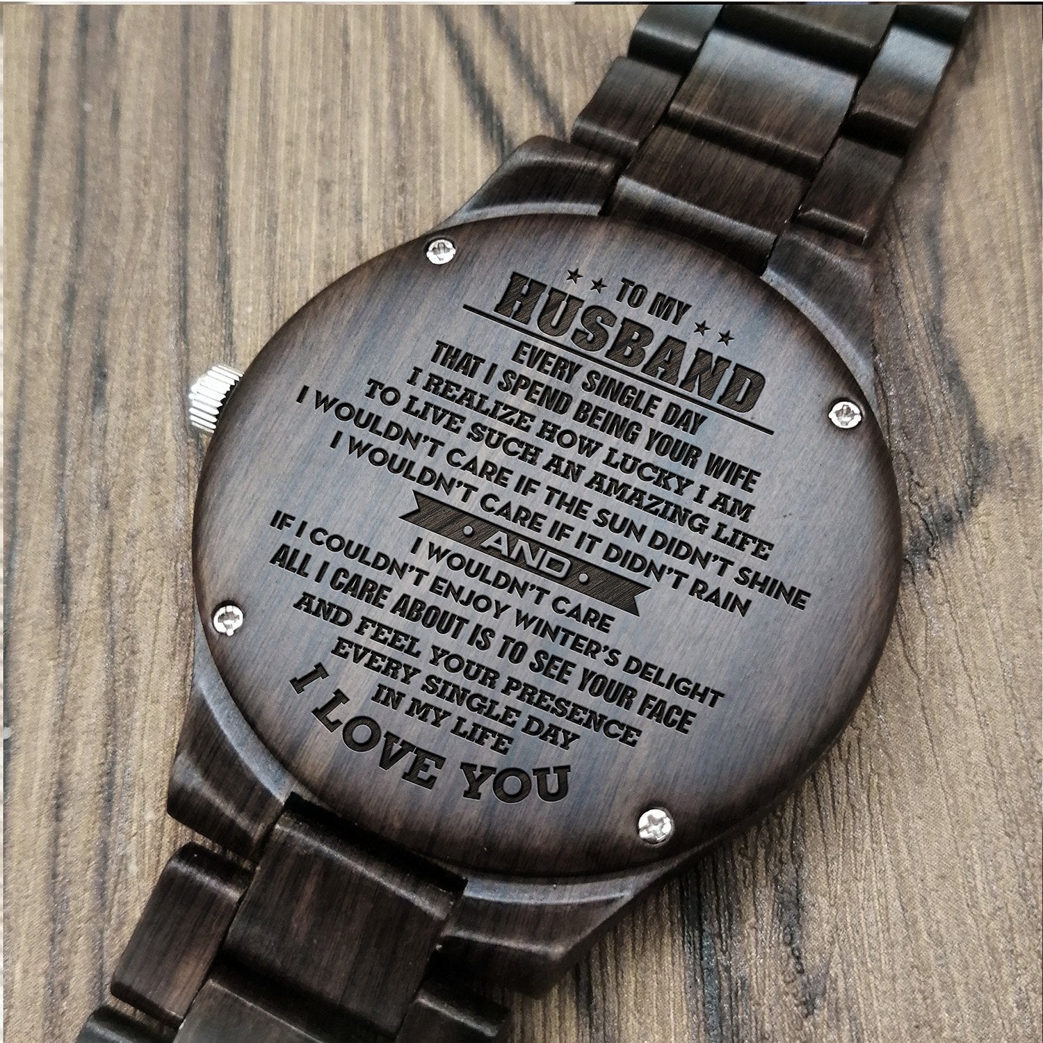 HUSBAND ENGRAVED WOODEN WATCH-A Loves Gift