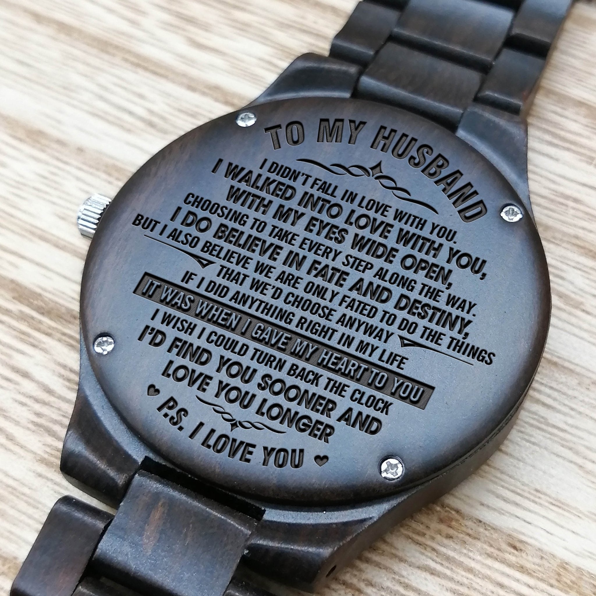 HUSBAND ENGRAVED WOODEN WATCH-A Loves Gift