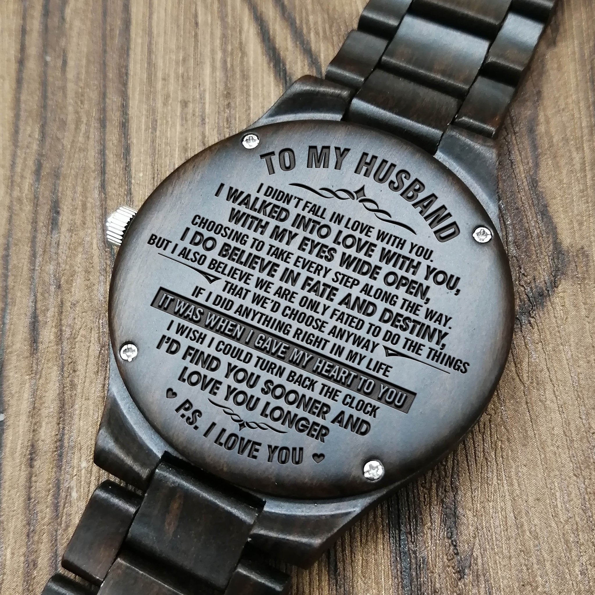 ENGRAVED WOODEN WATCH - GREAT GIFT FOR YOUR HUSBAND!-A Loves Gift