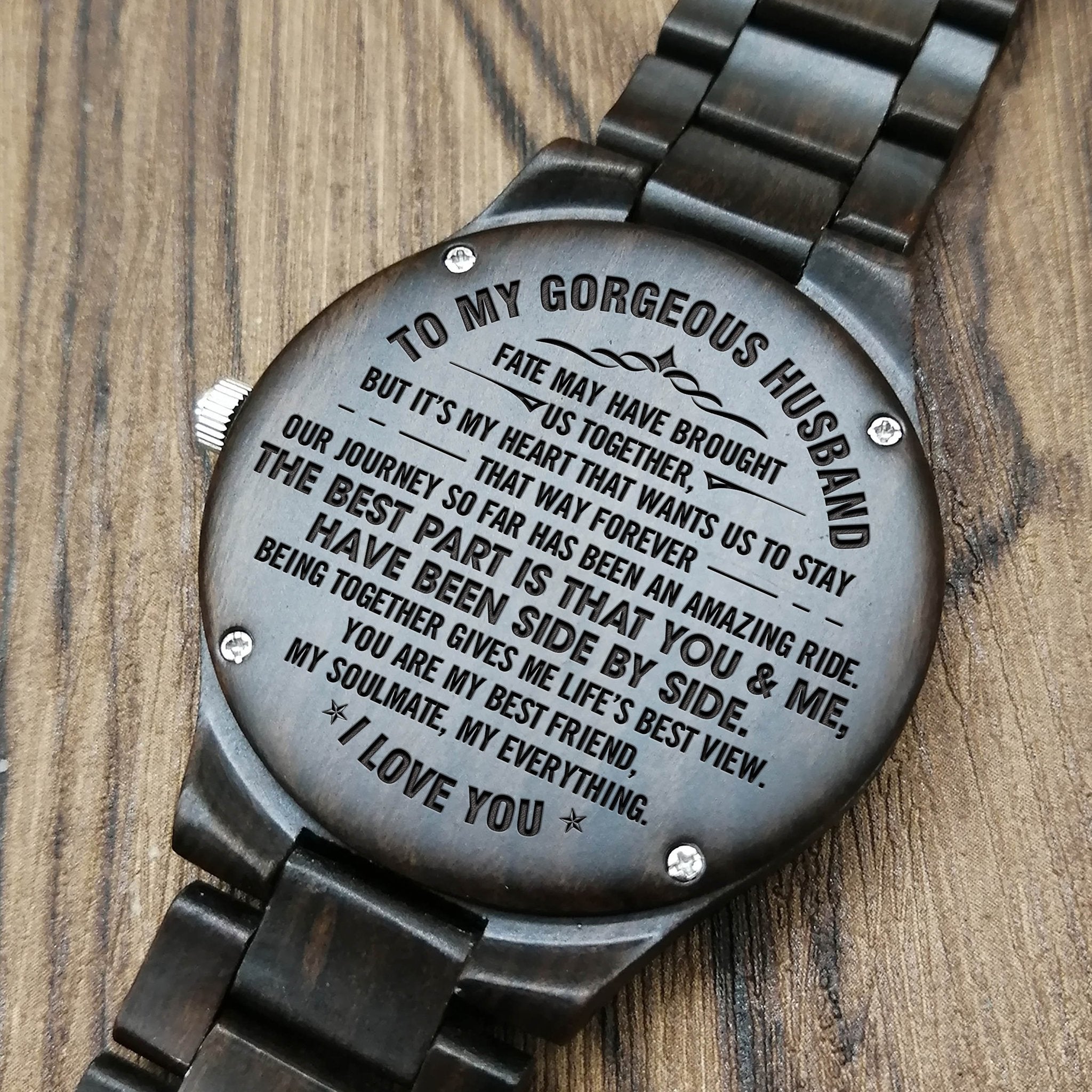 HUSBAND ENGRAVED WOODEN WATCH-A Loves Gift