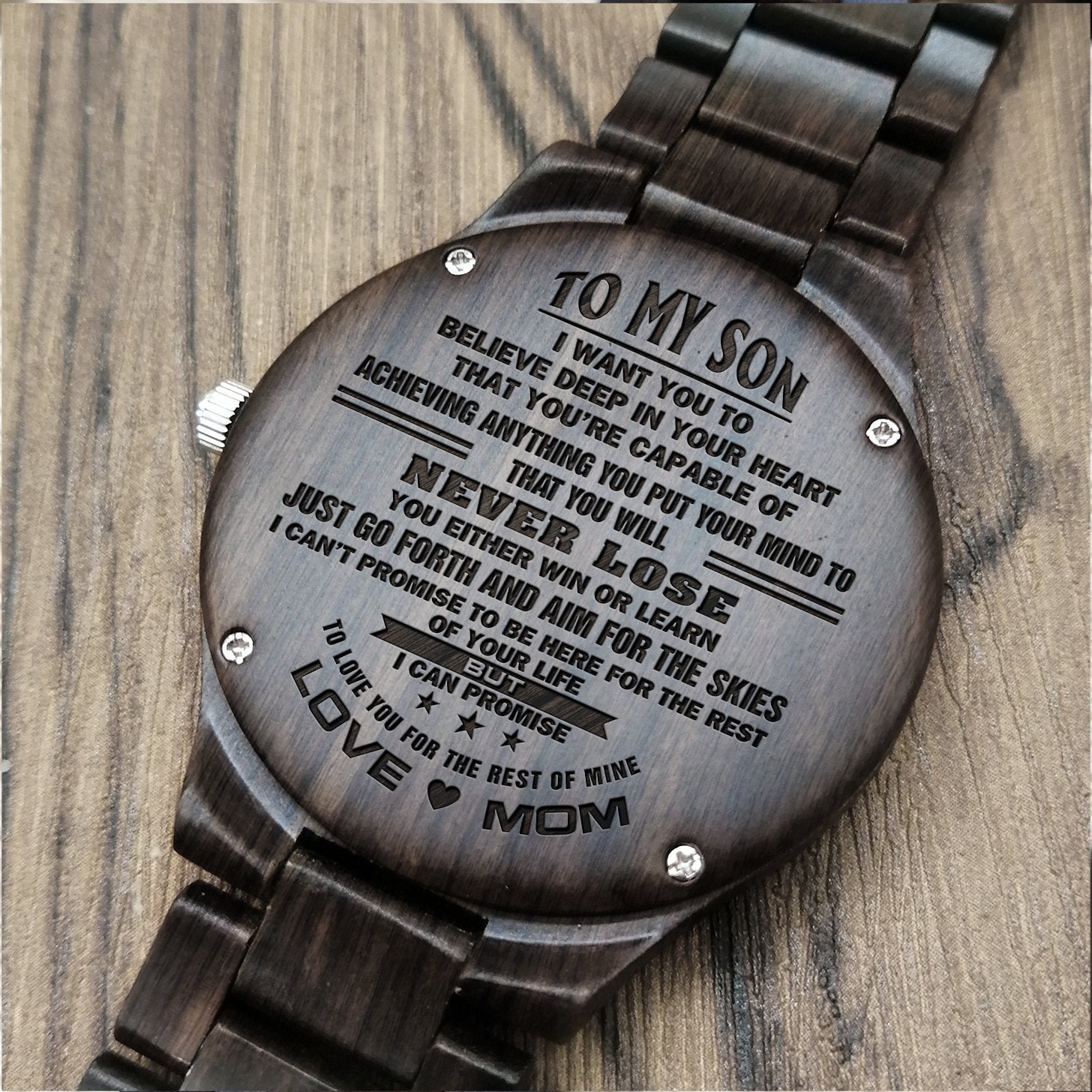 ENGRAVED WOODEN WATCH FOR SON-A Loves Gift