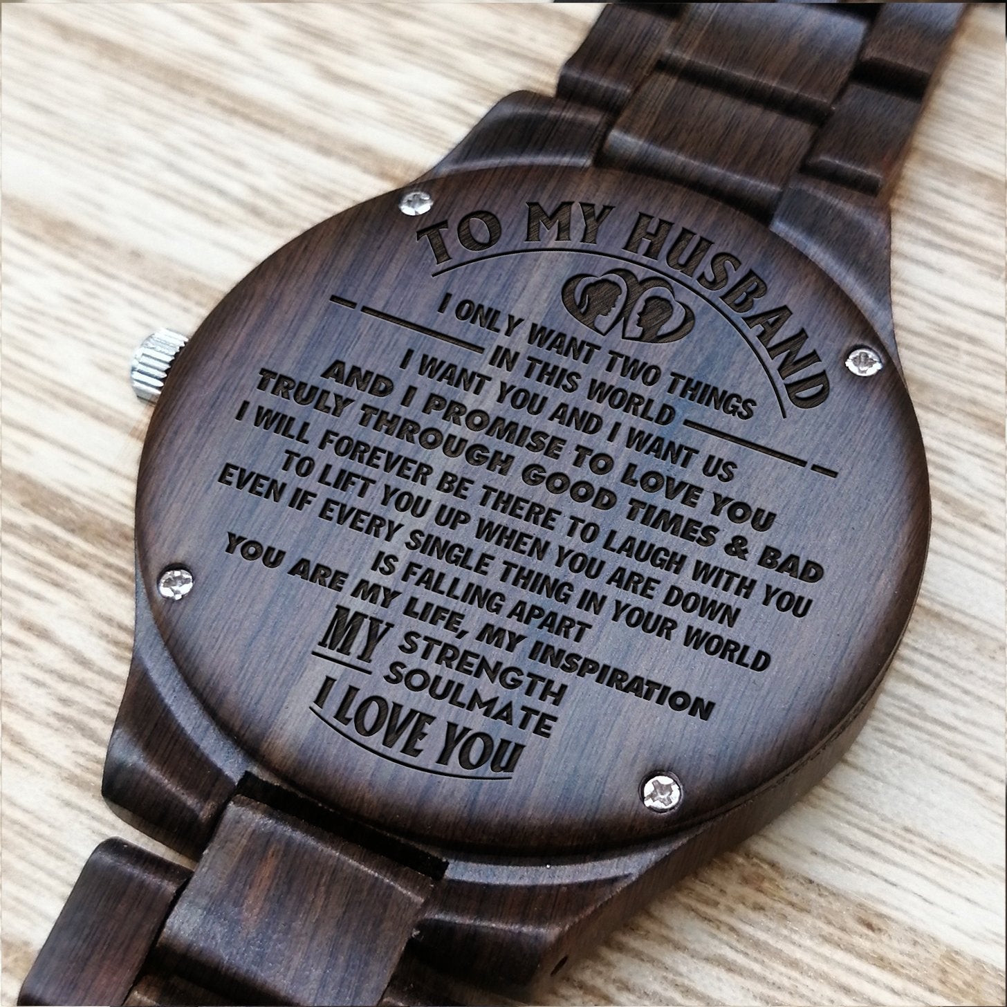 HUSBAND ENGRAVED WOODEN WATCH-A Loves Gift
