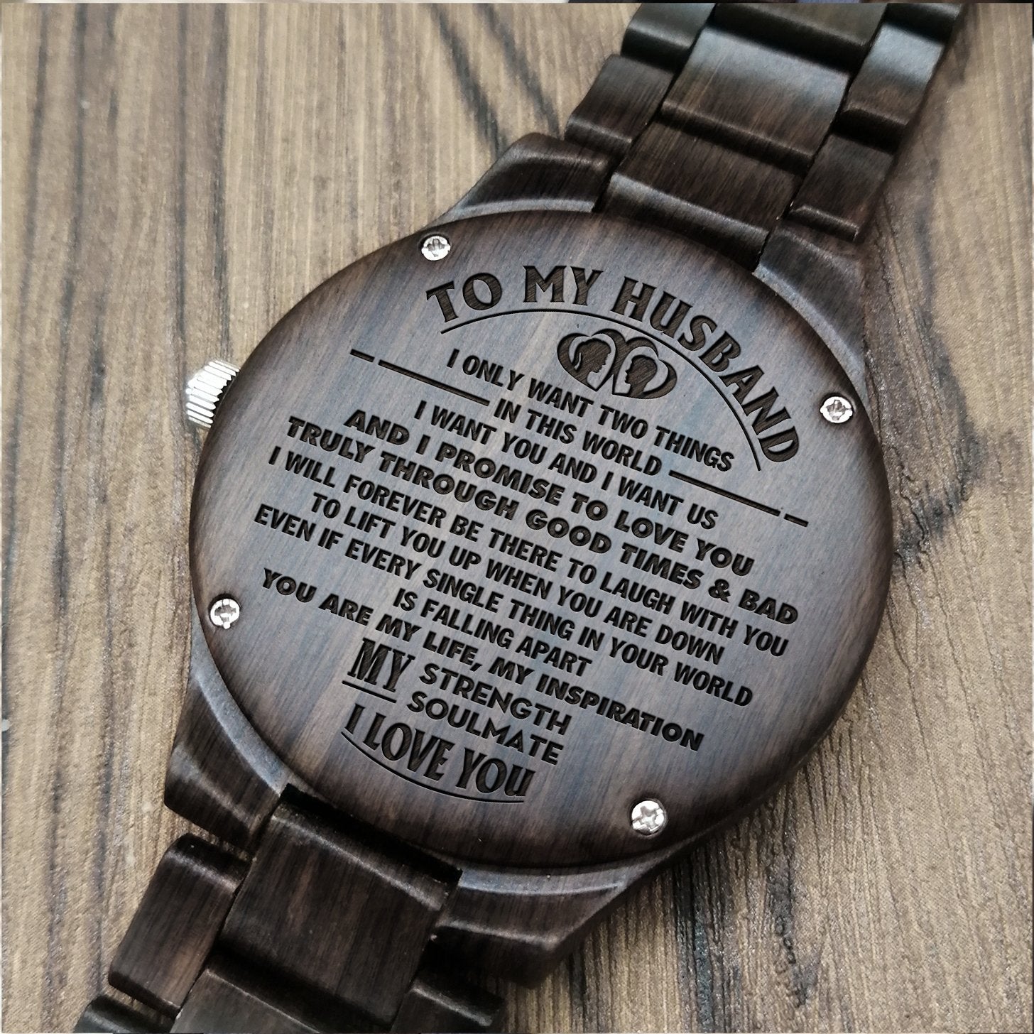 HUSBAND ENGRAVED WOODEN WATCH-A Loves Gift