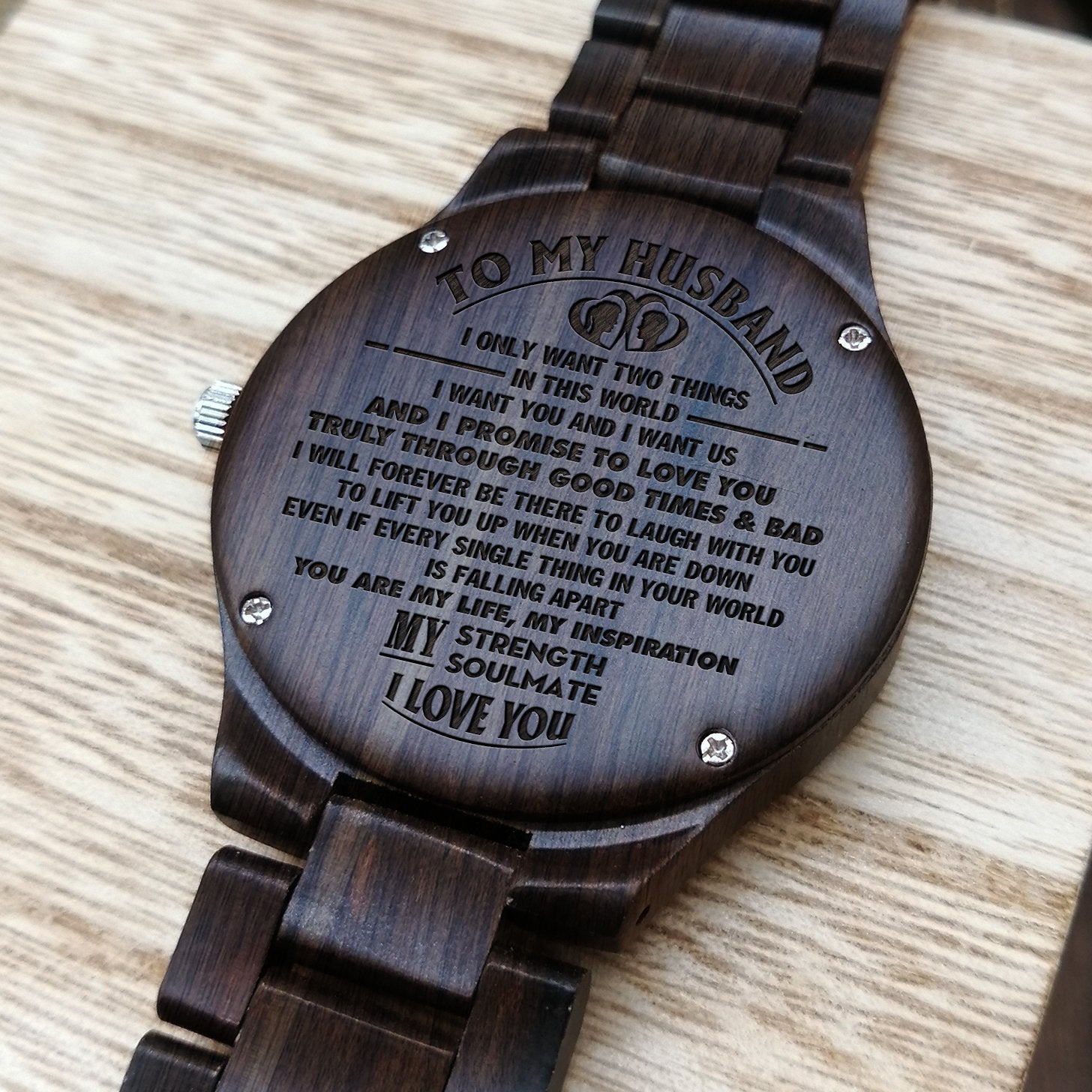 HUSBAND ENGRAVED WOODEN WATCH-A Loves Gift