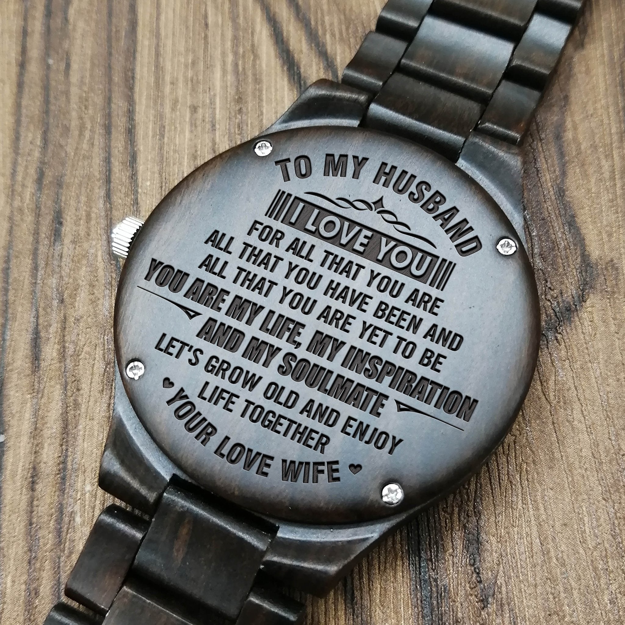 HUSBAND ENGRAVED WOODEN WATCH-A Loves Gift
