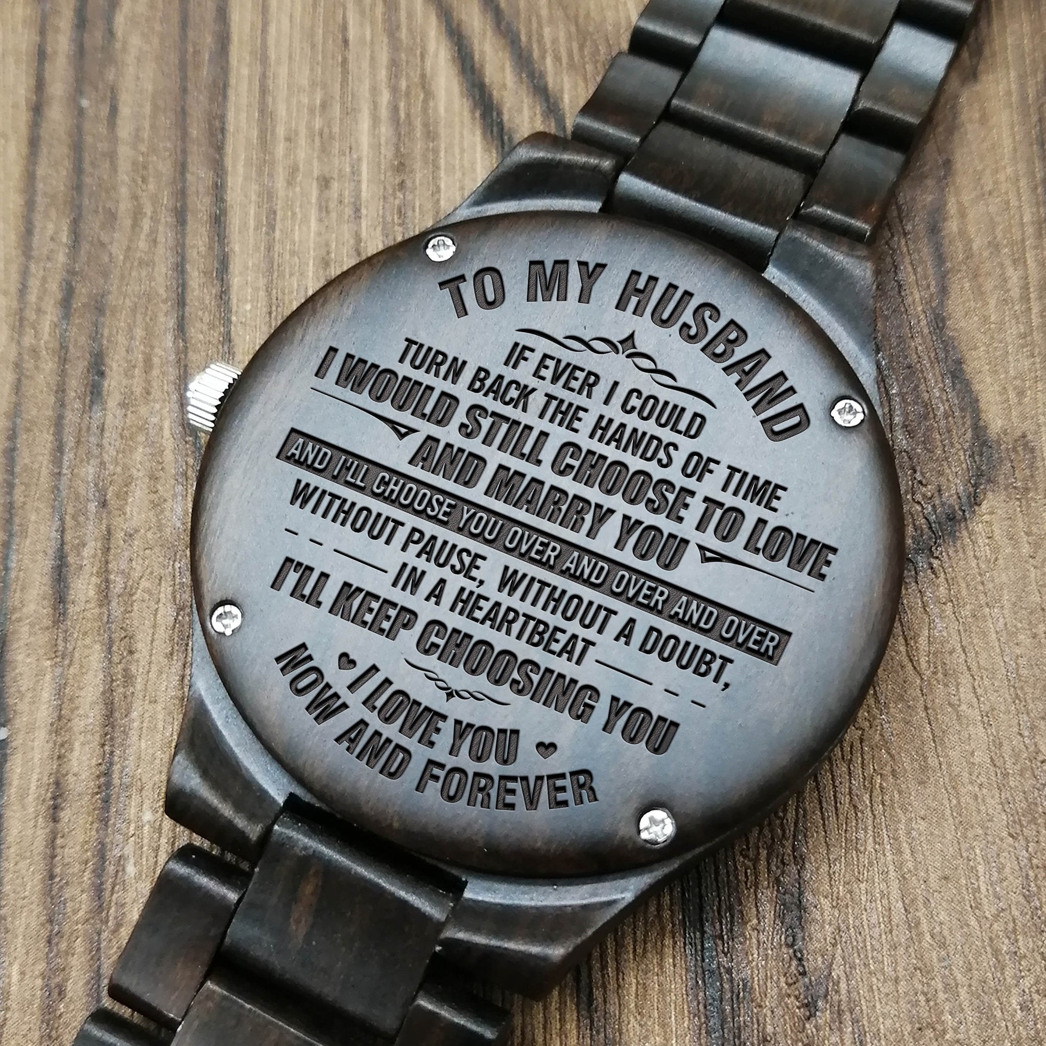 HUSBAND ENGRAVED WOODEN WATCH-A Loves Gift