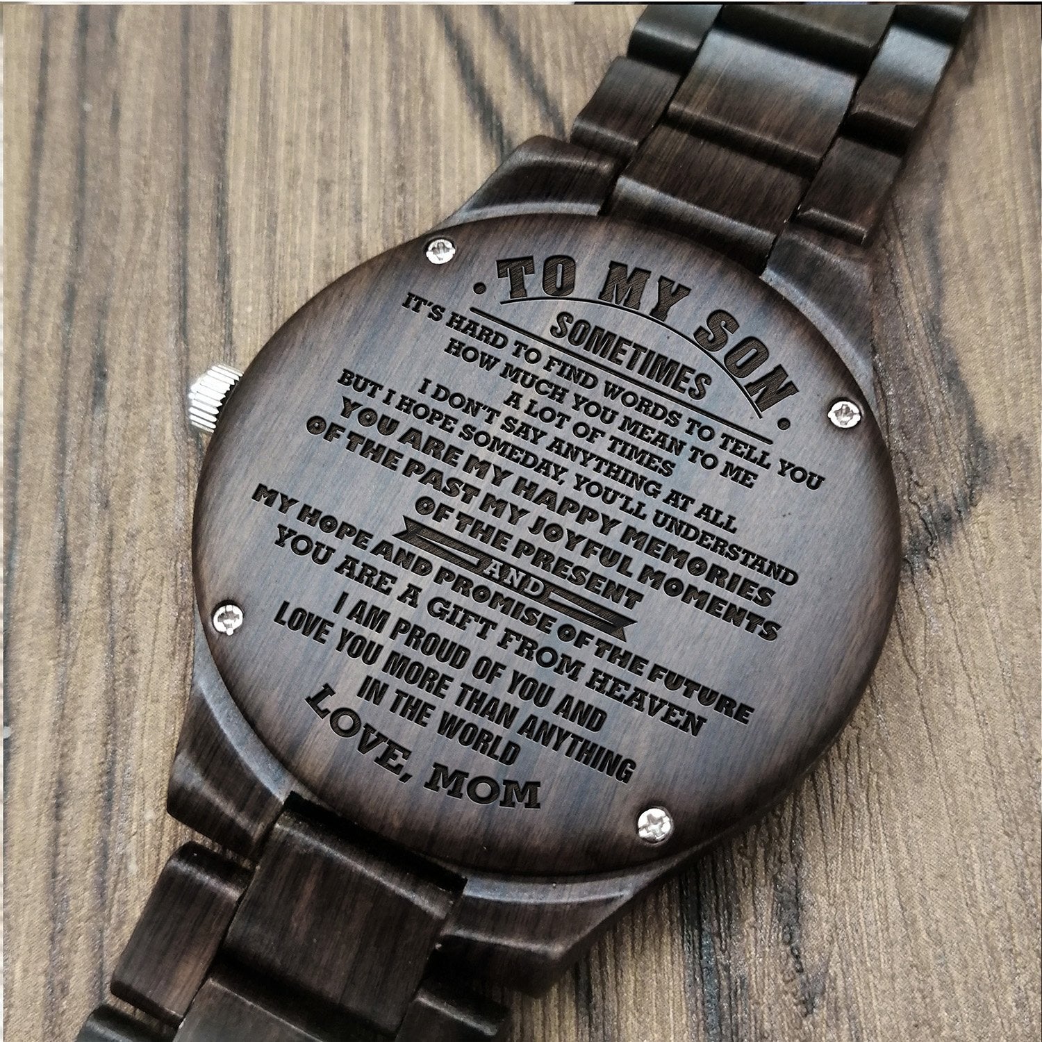ENGRAVED WOODEN WATCH FOR SON-A Loves Gift