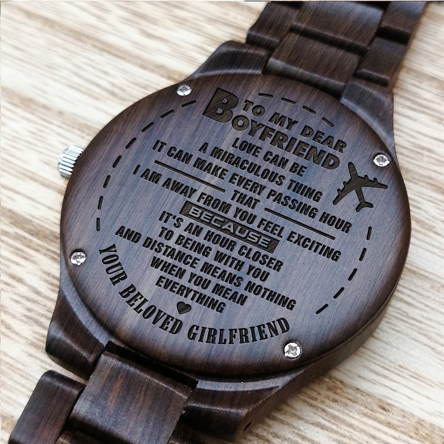 ENGRAVED WOODEN WATCH FOR BOYFRIEND-A Loves Gift