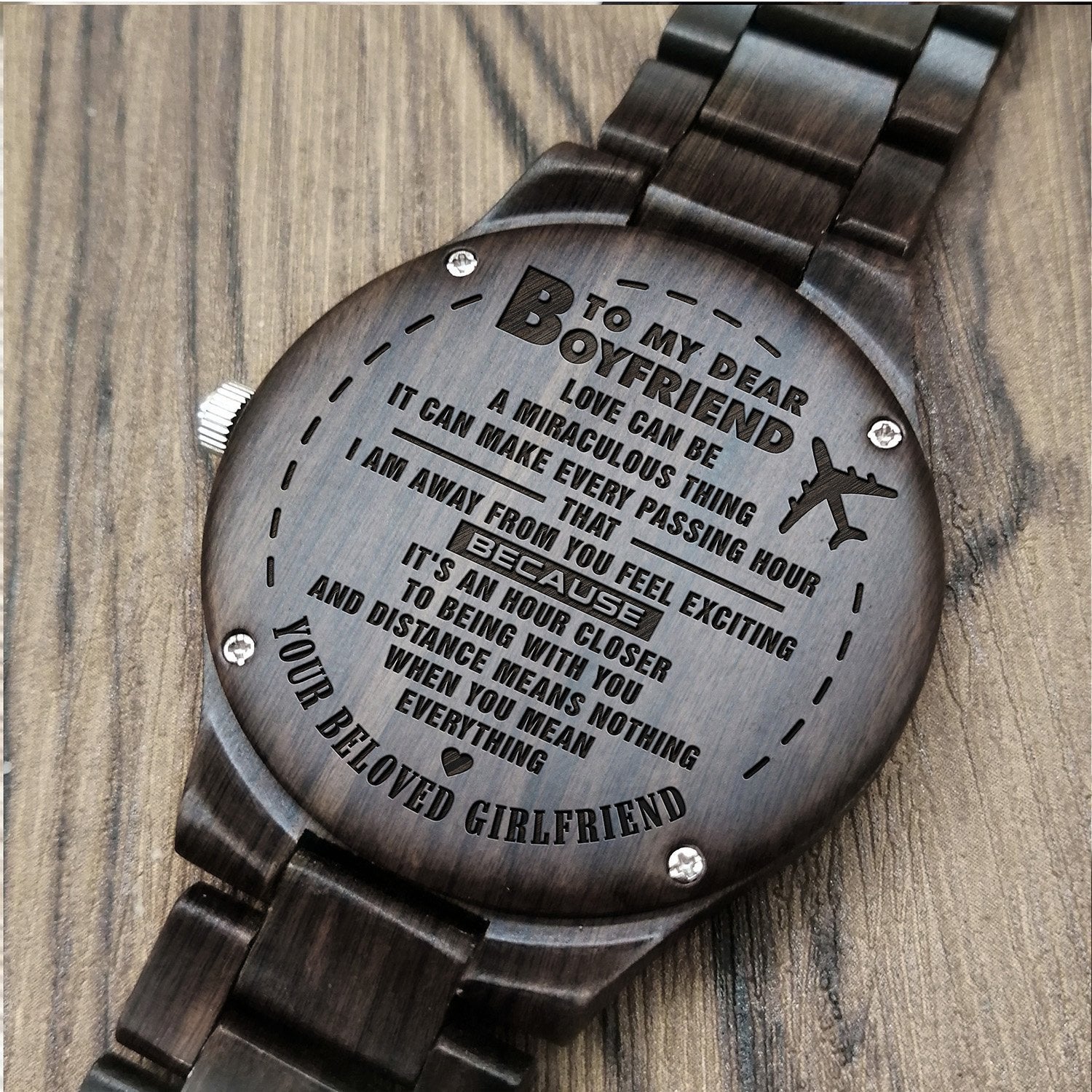 ENGRAVED WOODEN WATCH FOR BOYFRIEND-A Loves Gift