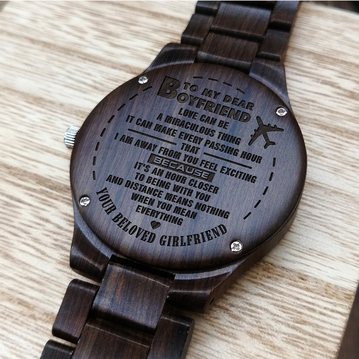 ENGRAVED WOODEN WATCH FOR BOYFRIEND-A Loves Gift