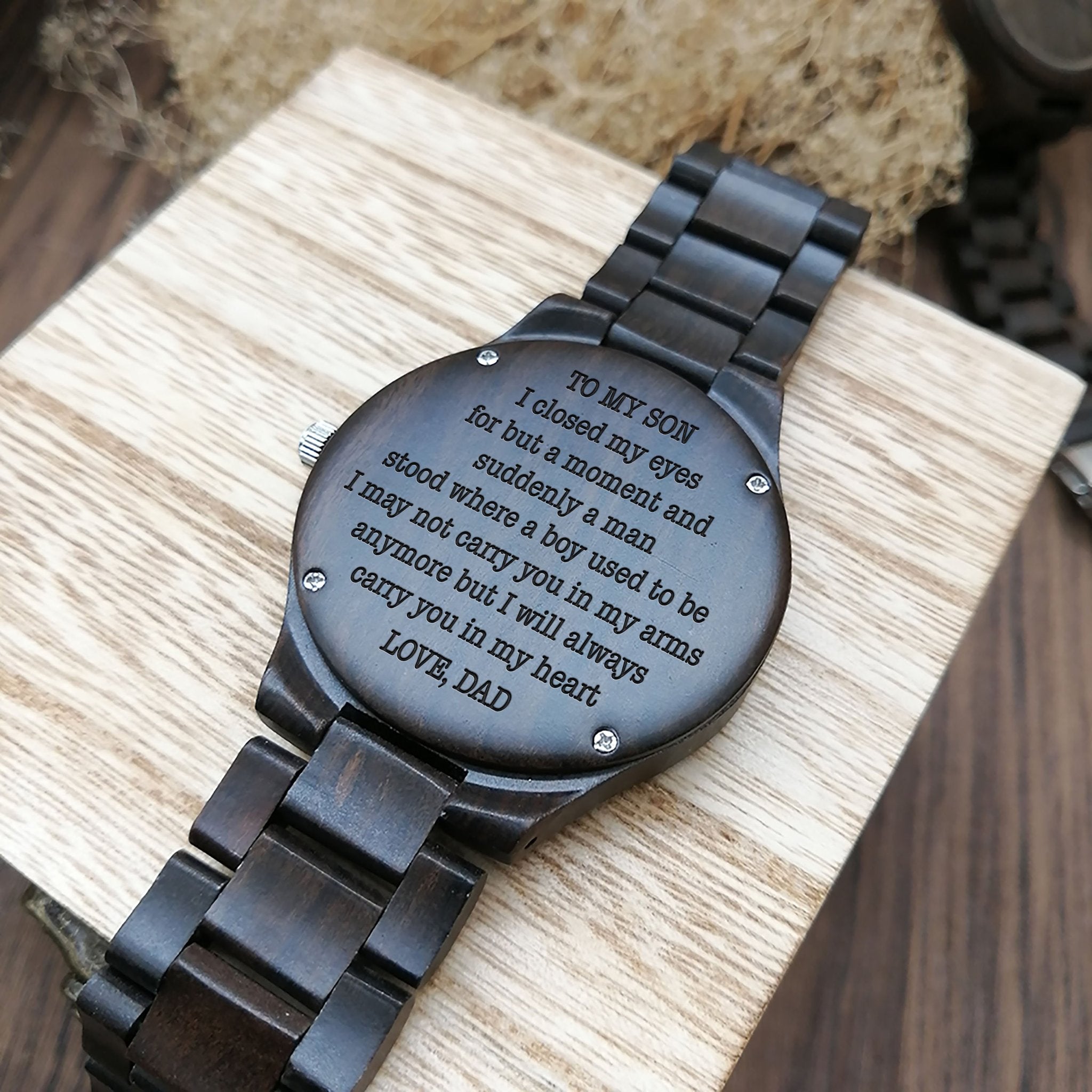 ENGRAVED WOODEN WATCH FOR SON-A Loves Gift