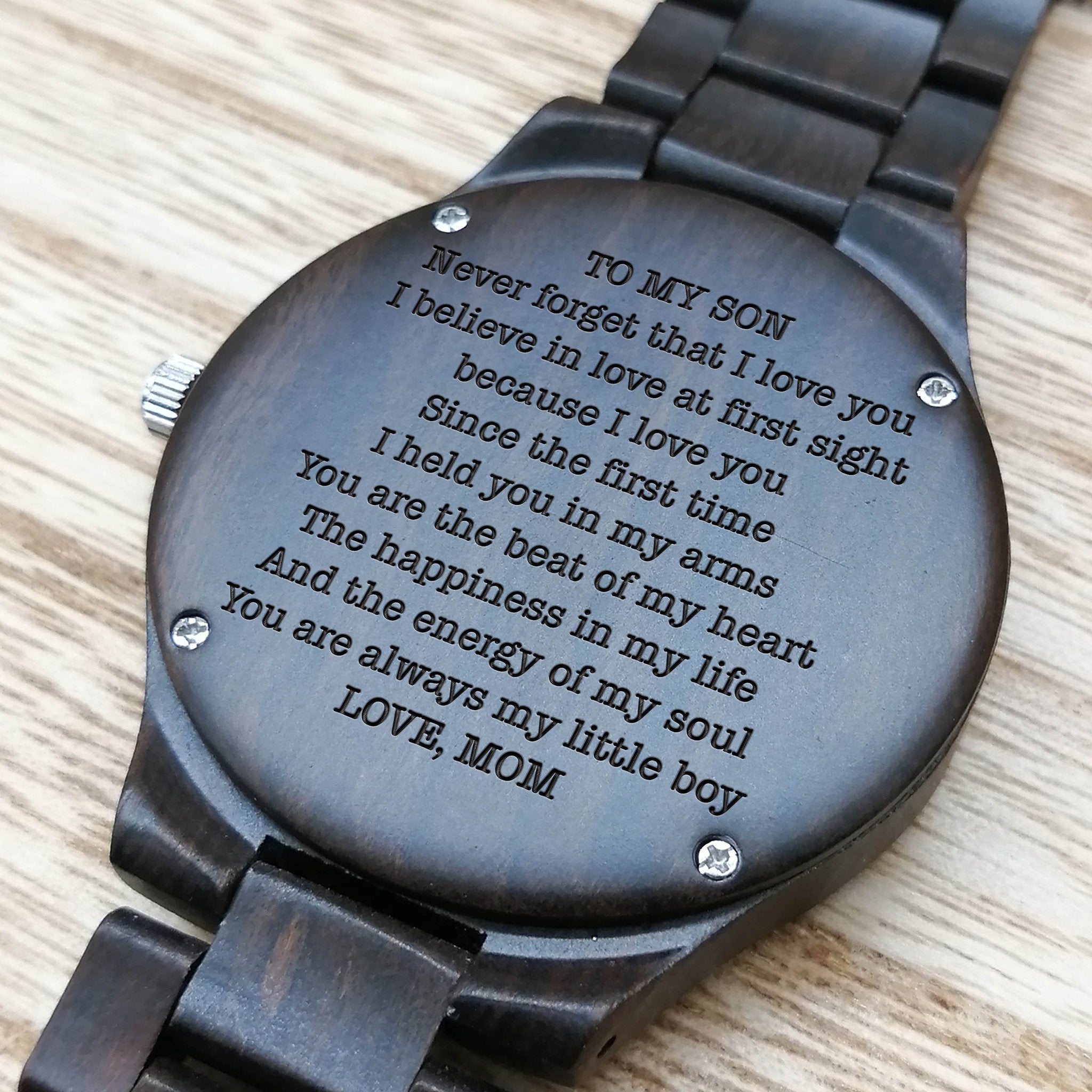 ENGRAVED WOODEN WATCH FOR SON-A Loves Gift