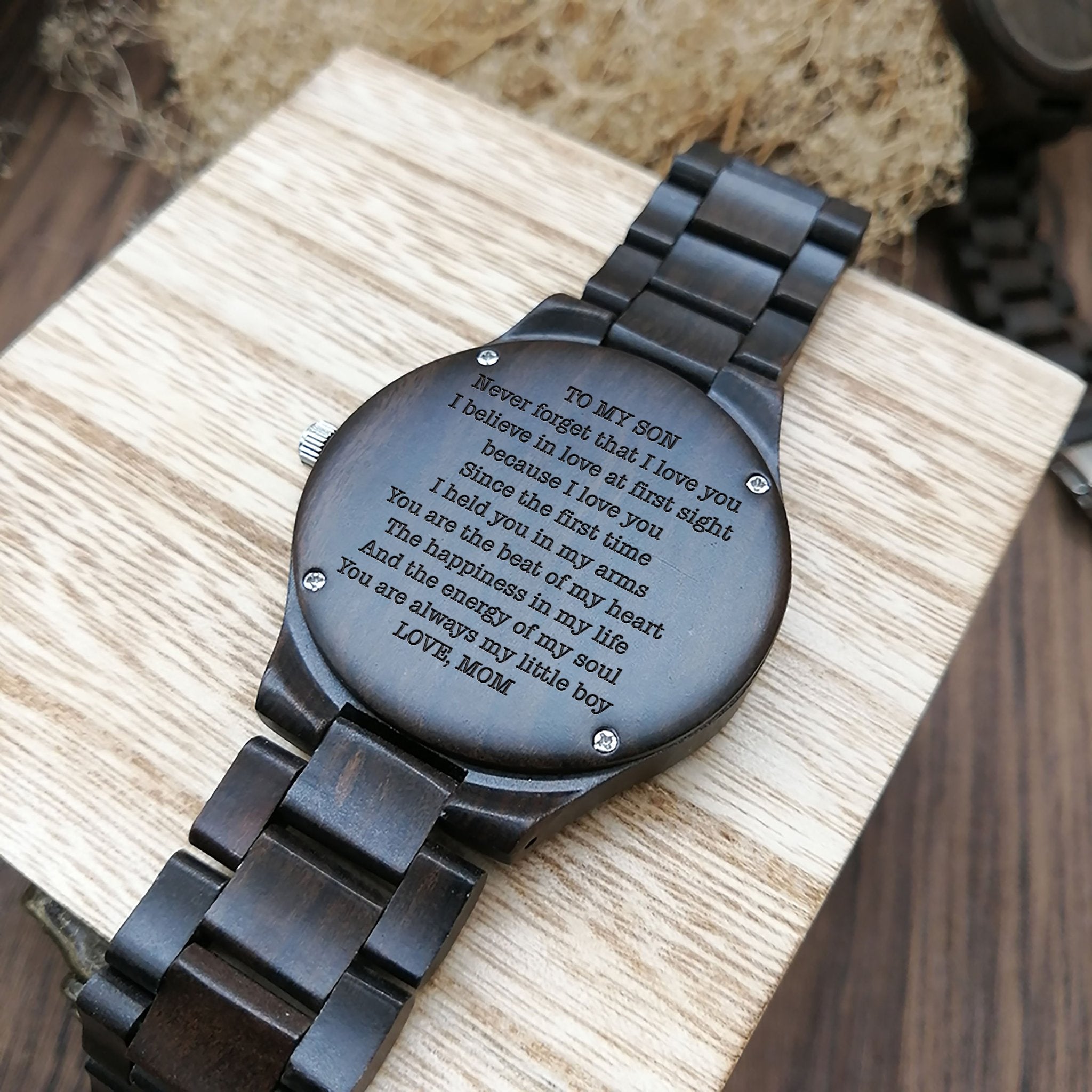 ENGRAVED WOODEN WATCH FOR SON-A Loves Gift