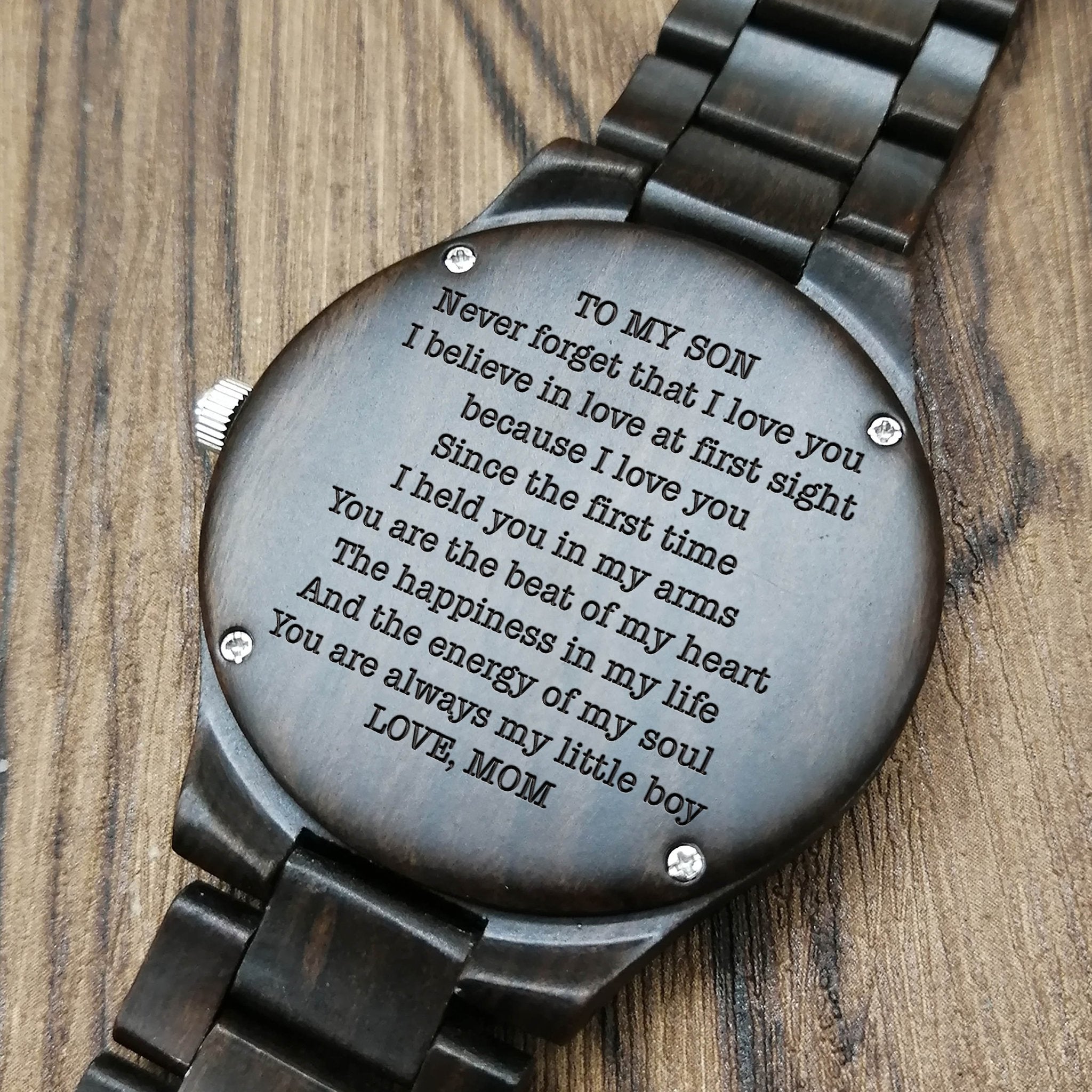 ENGRAVED WOODEN WATCH FOR SON-A Loves Gift