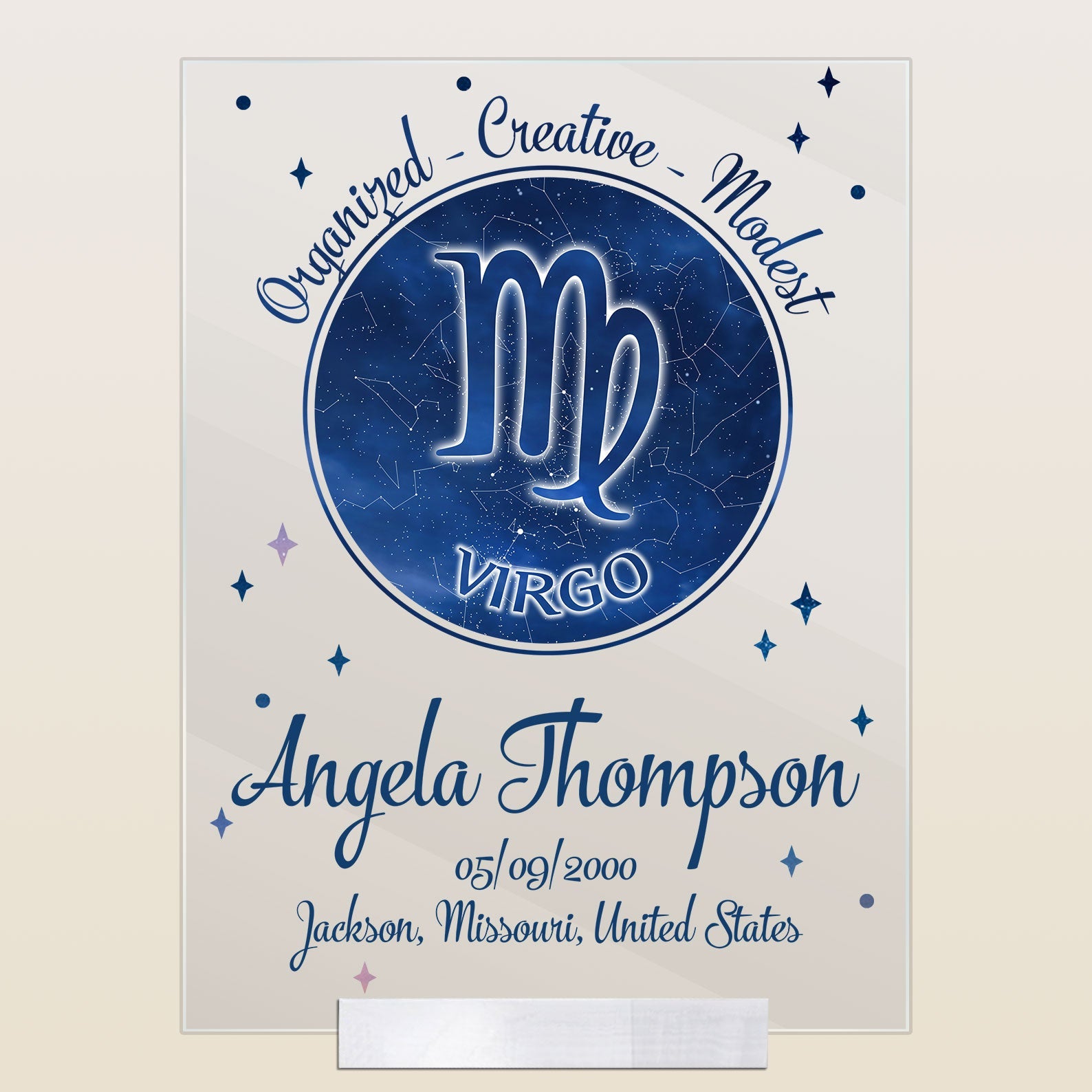 Zodiac Star Map By Date - Personalized Acrylic Plaque