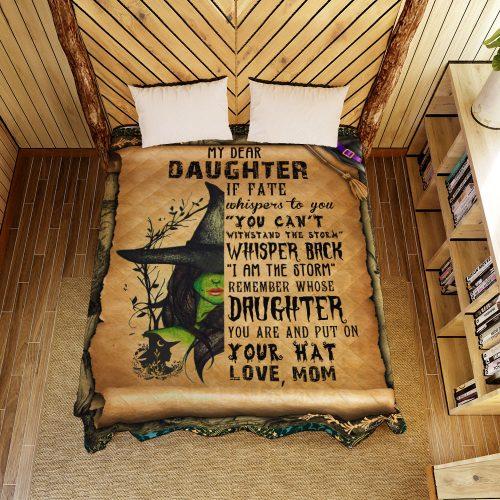 Gift For Daughter From Mom Remember Whose Daughter You Are Witch Fleece Blanket-A Loves Gift