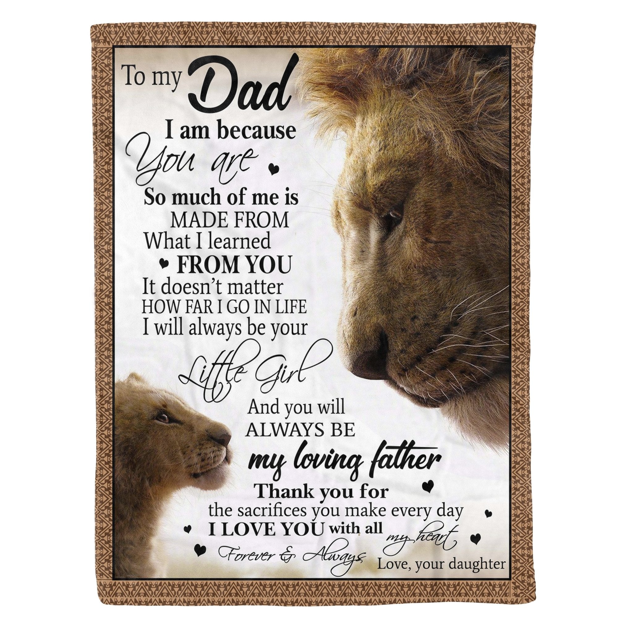 You Will Always Be My Loving Father Lion Blanket Gift For Dad From Daughter-A Loves Gift