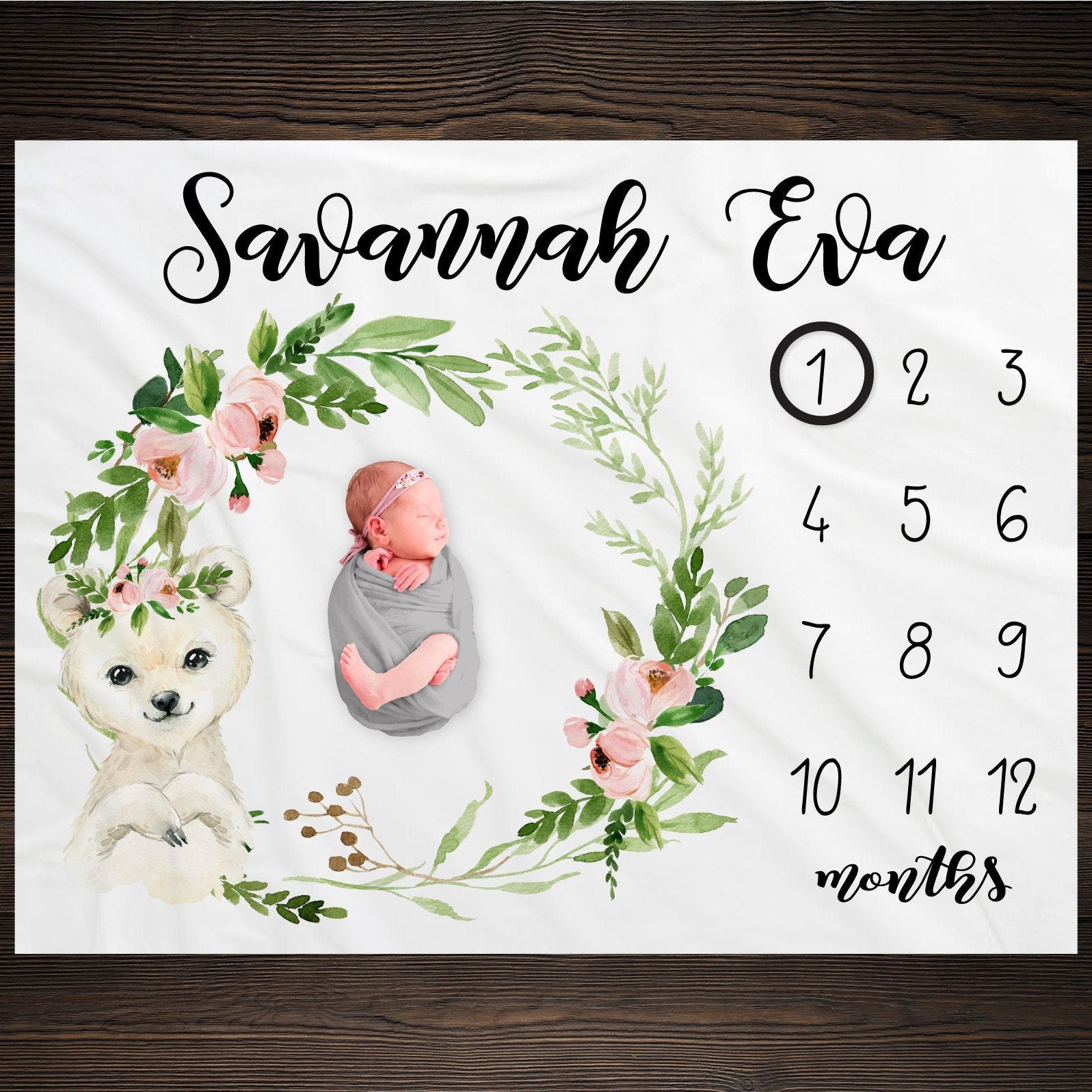 Personalized floral baby blanket - Baby gift Gsge-A Loves Gift