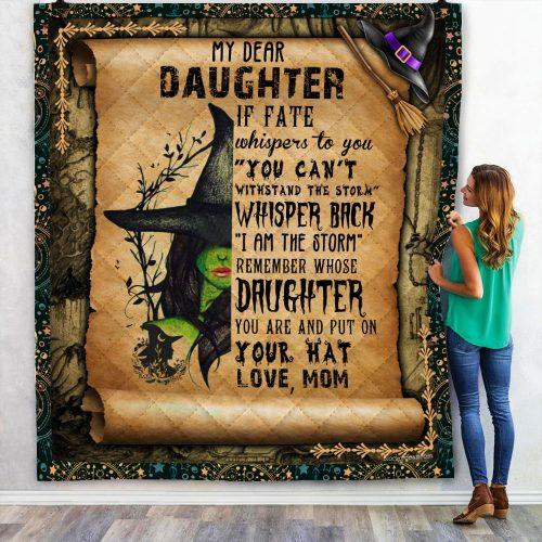 Gift For Daughter From Mom Remember Whose Daughter You Are Witch Fleece Blanket-A Loves Gift