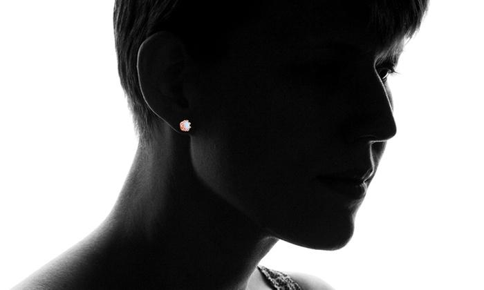 Fire Opal Crown Stud Earrings in RoseGoldtone Gold Tone , Earring, Riakoob Jewelry, Riakoob Jewelry  jewelryjewelry deals, swarovski crystal jewelry, groupon jewelry,, jewelry for mom,