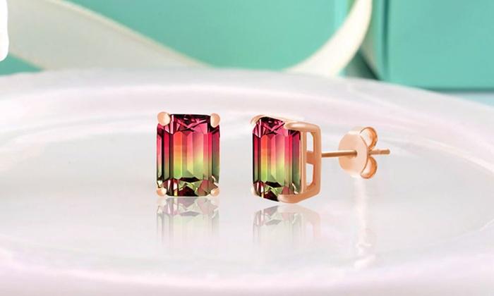 Emerald Cut Watermelon Crystal Stud Earrings, , Riakoob Jewelry, Riakoob Jewelry  jewelryjewelry deals, swarovski crystal jewelry, groupon jewelry,, jewelry for mom,