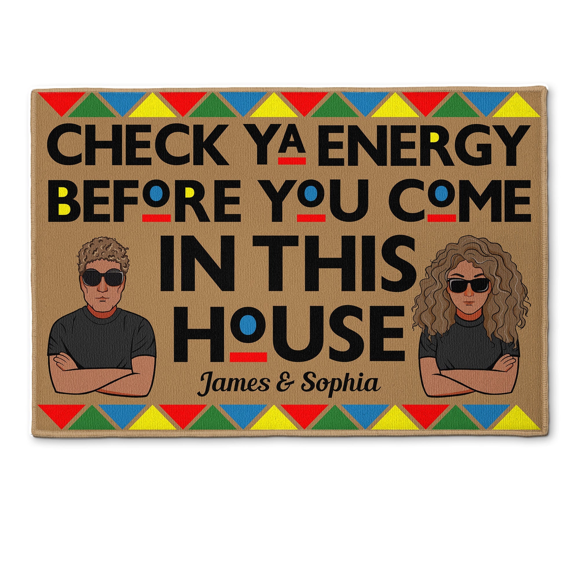 Check Ya Energy - Personalized Doormat - Birthday Gift For Her, Him, Family Members