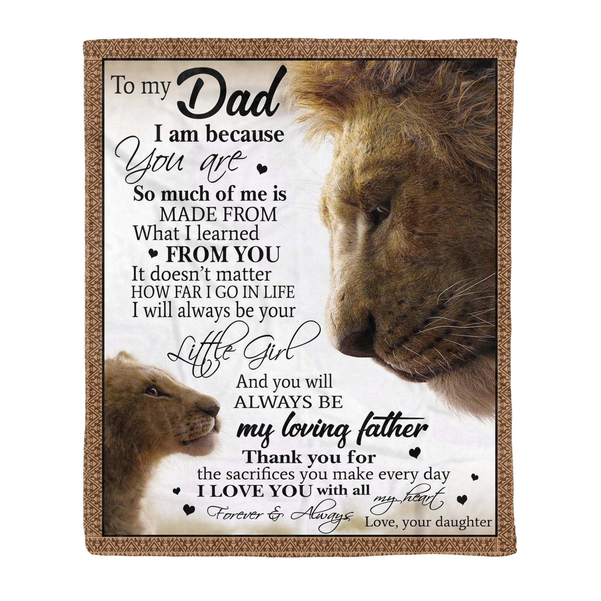 You Will Always Be My Loving Father Lion Blanket Gift For Dad From Daughter-A Loves Gift
