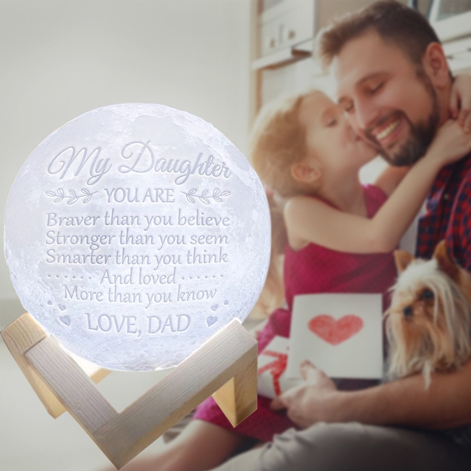 Customized 3D Moon Lamp to Daughter-A Loves Gift