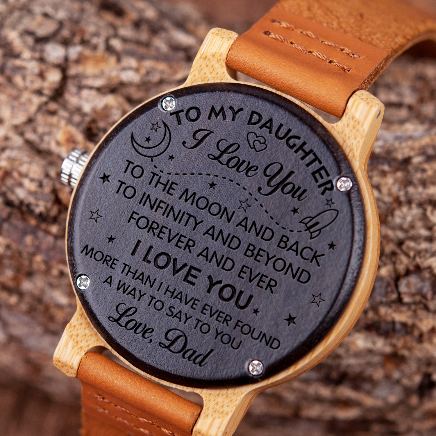DAUGHTER DAD - LOVE YOU TO THE MOON - WOOD WATCH 